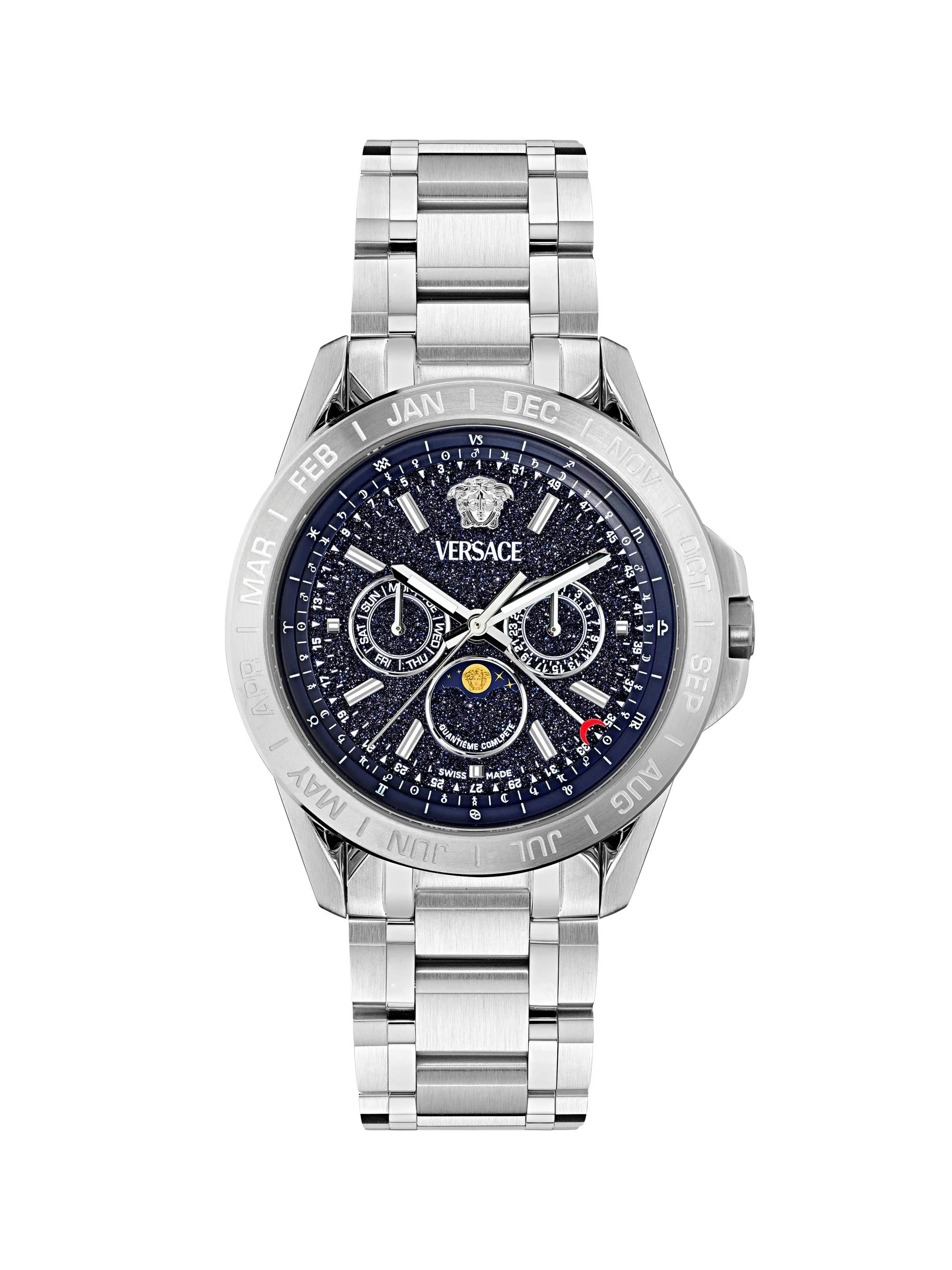 Men's V-Galaxy Moonphase Stainless Steel Watch/43MM - Stainless Steel Blue - 1