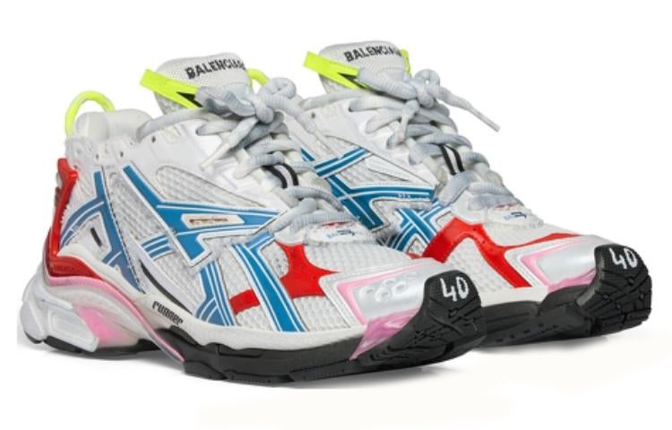 (WMNS) Balenciaga Runner Sneakers 'Worn Out White Blue Red Mesh and Nylon' 677402W3RB69645 - 2