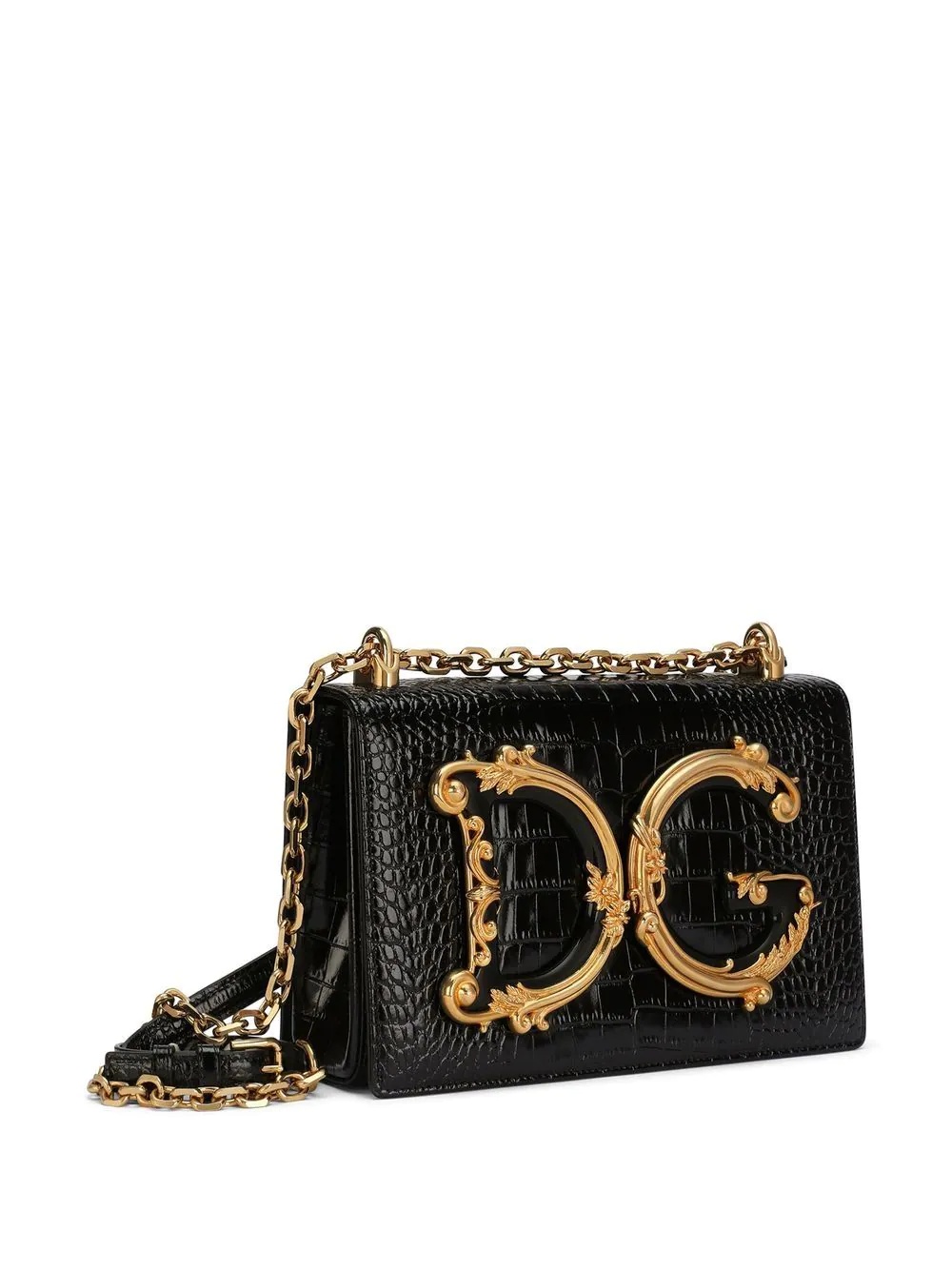 DG logo crocodile-effect shoulder bag - 4