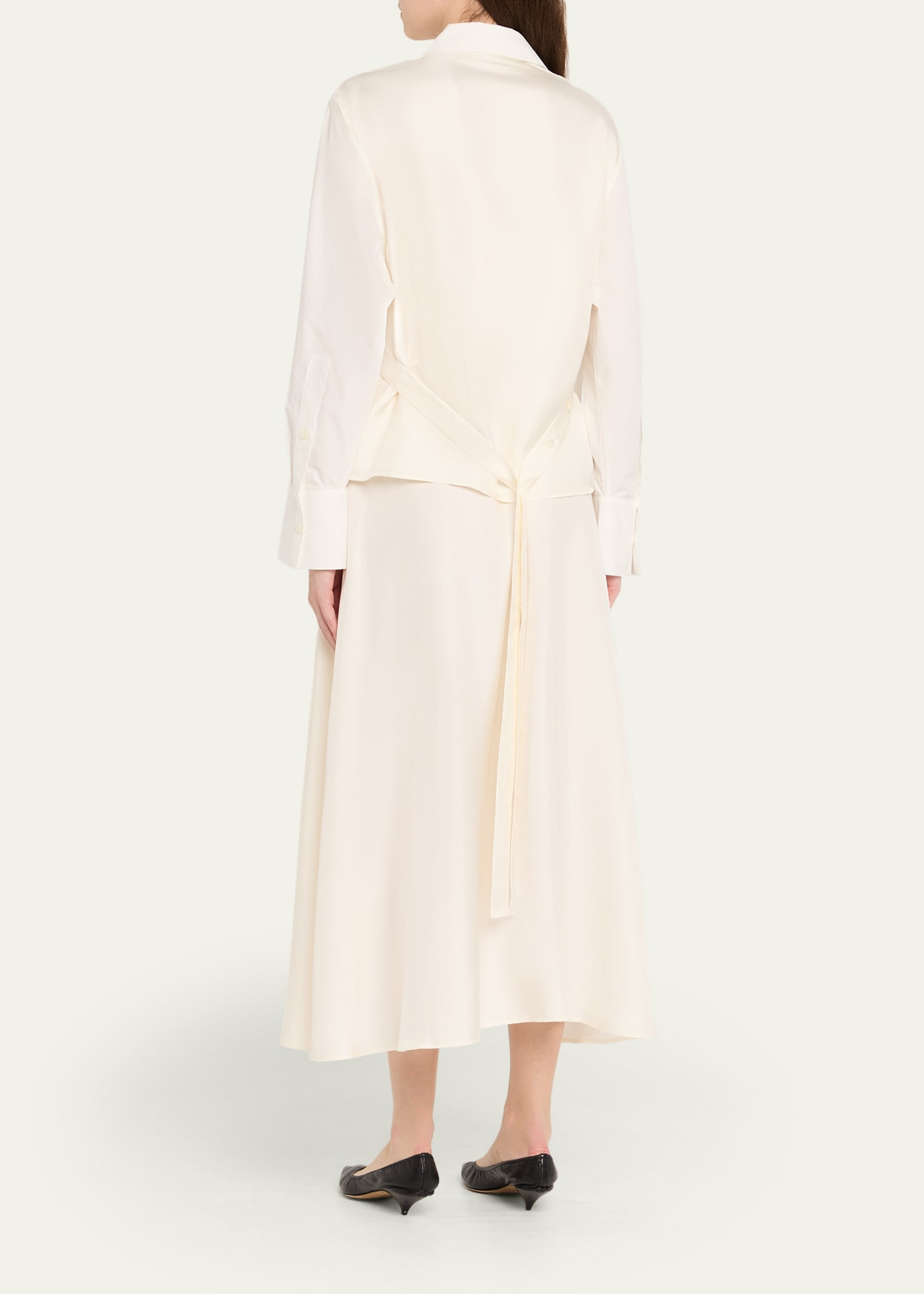 Silk-Poplin Combo Gilet Maxi Dress - 3