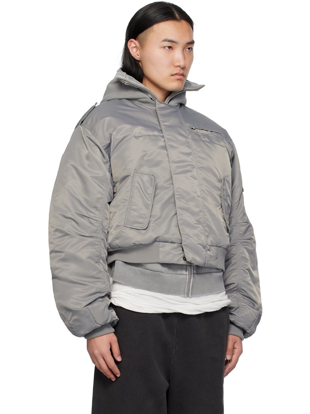 Gray A-2 Bomber Jacket - 2