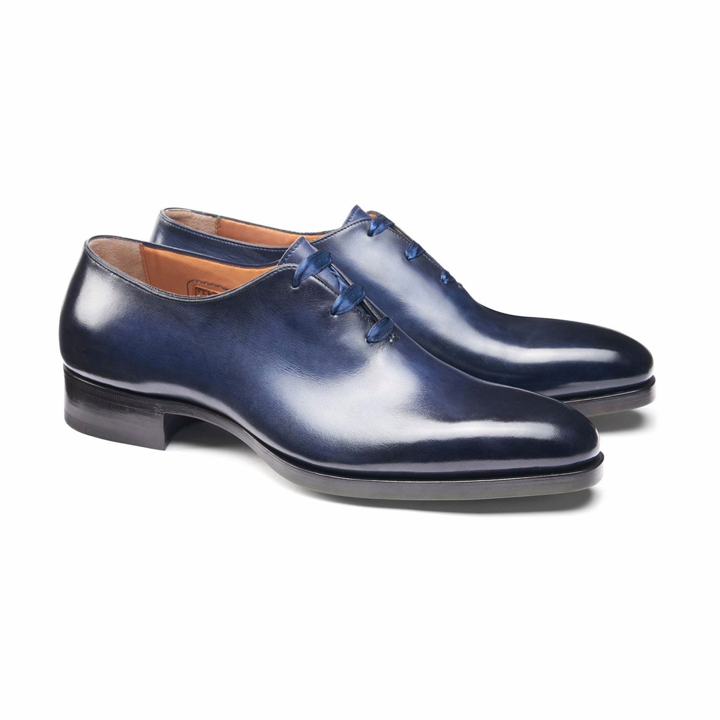 Men’s polished blue leather Uniqua Oxford shoe - 2