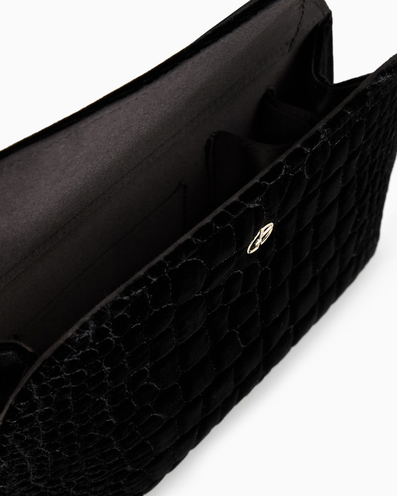La Prima croc-quilted velvet clutch bag - 4