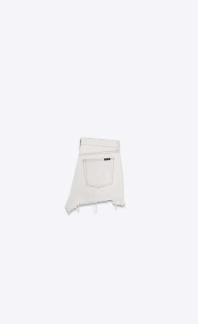 SAINT LAURENT raw-edge shorts in gray off-white denim outlook