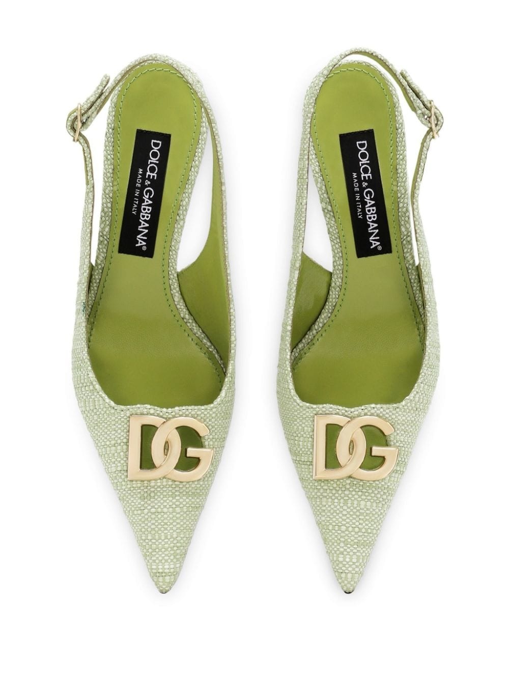 logo-plaque raffia slingback pumps - 4