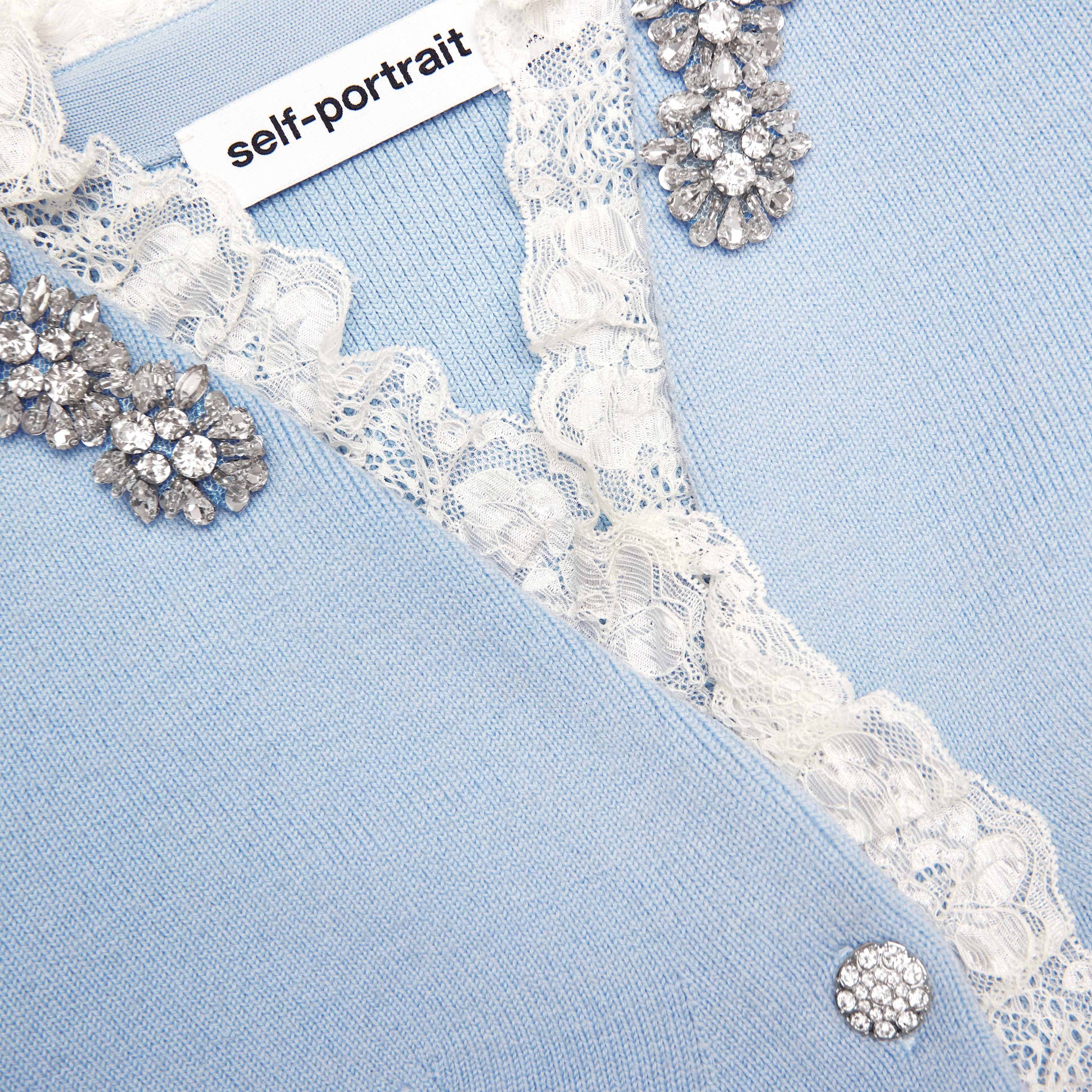 Blue Crystal Trim Cardigan - 5