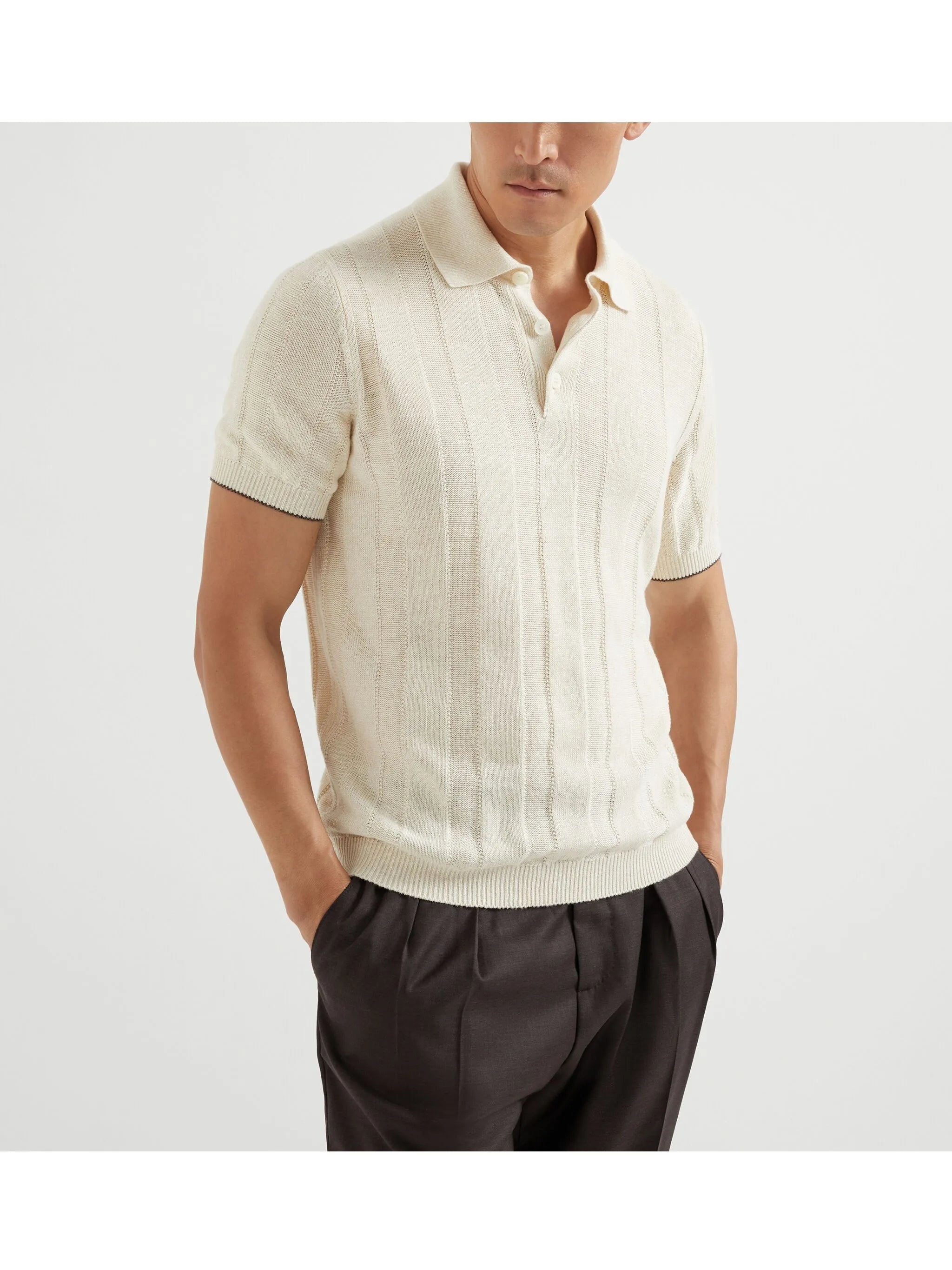 RIBBED-KNIT POLO SHIRT - 3