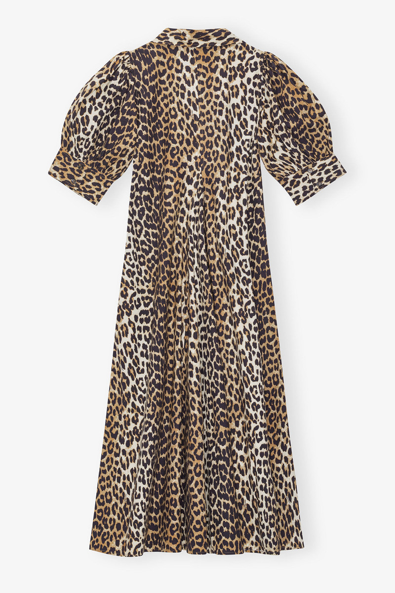 LEOPARD COTTON POPLIN V-NECK MAXI DRESS 6