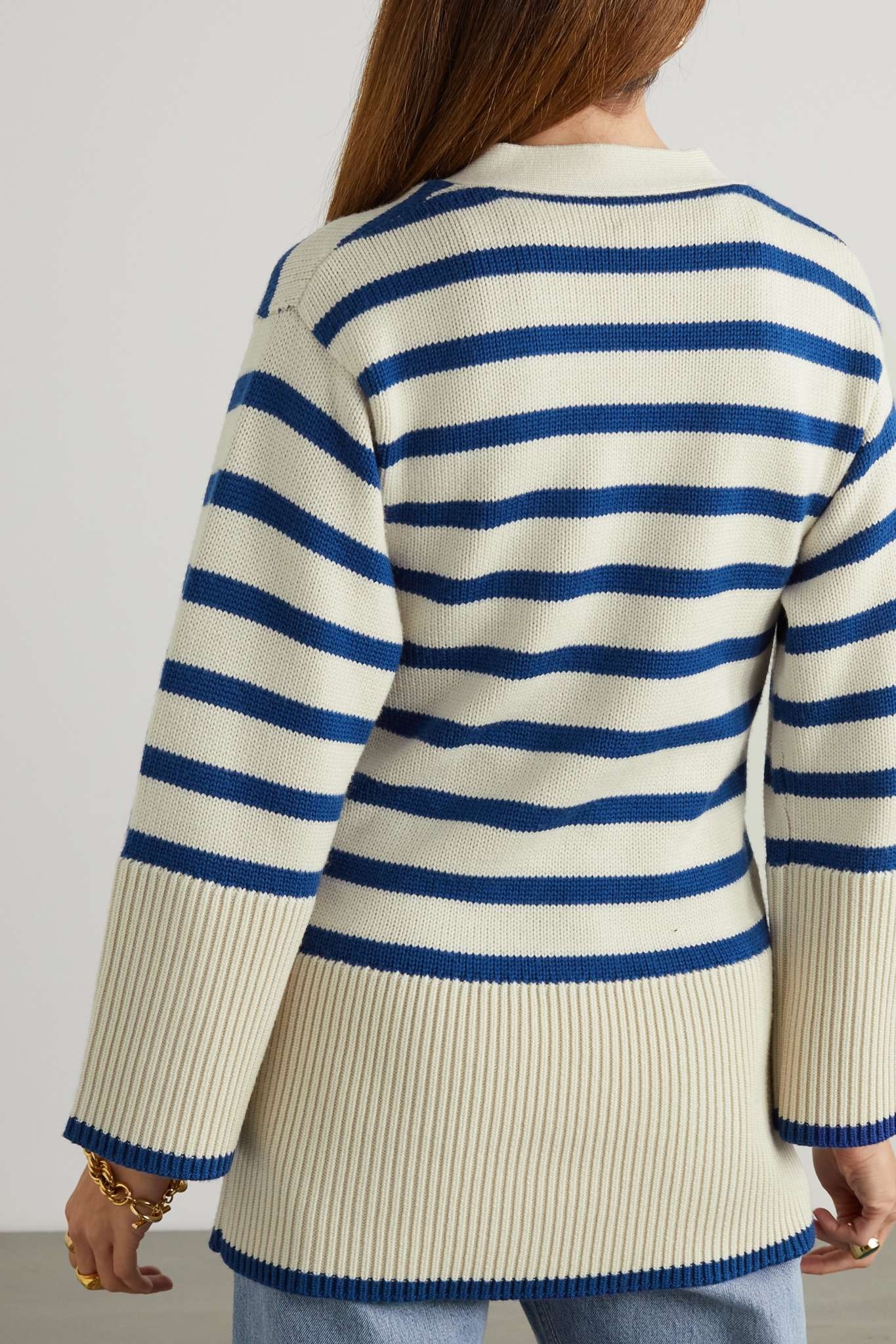 Signature striped wool and organic cotton-blend cardigan - 4