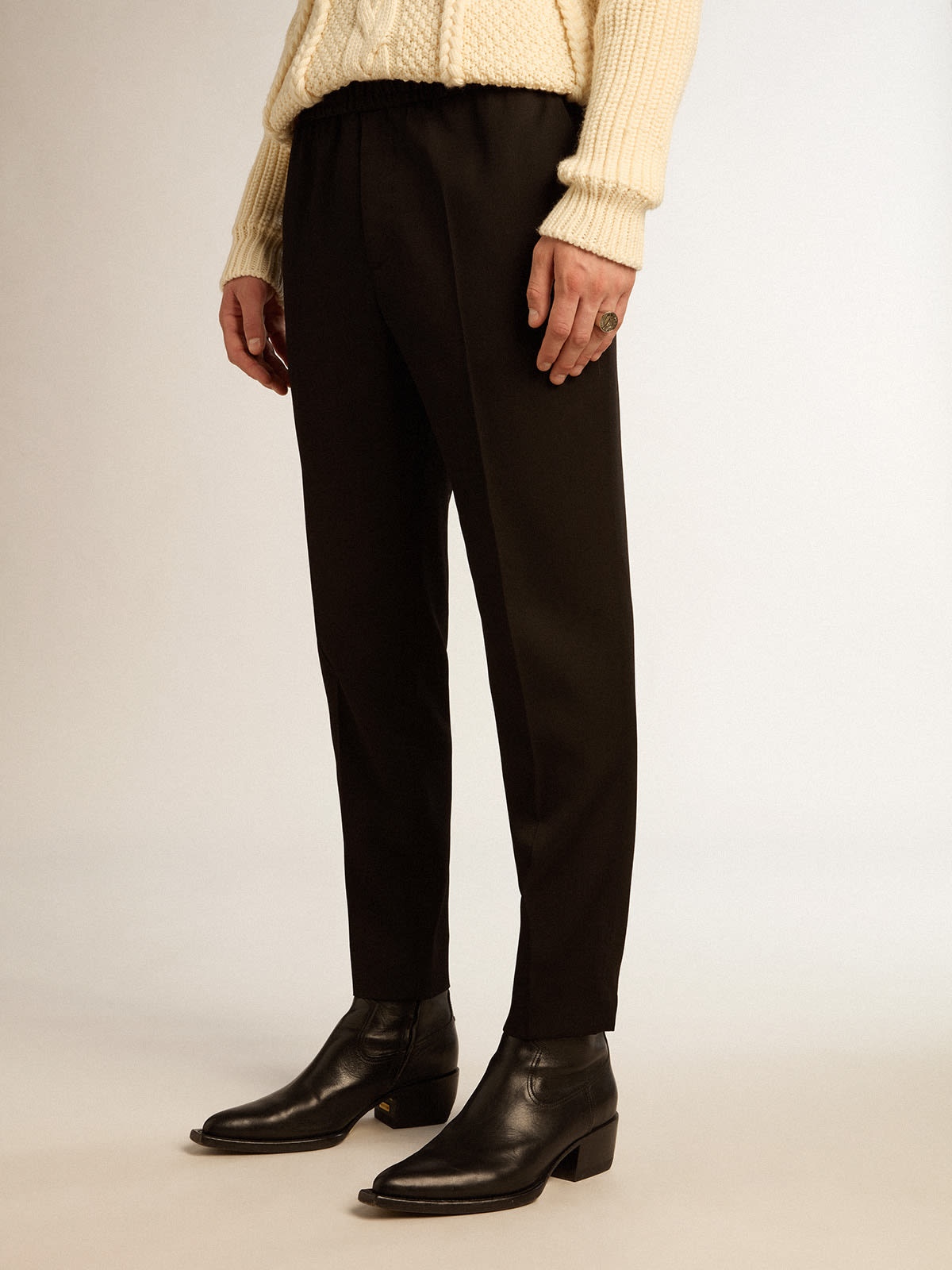 Men’s black wool gabardine pants - 2