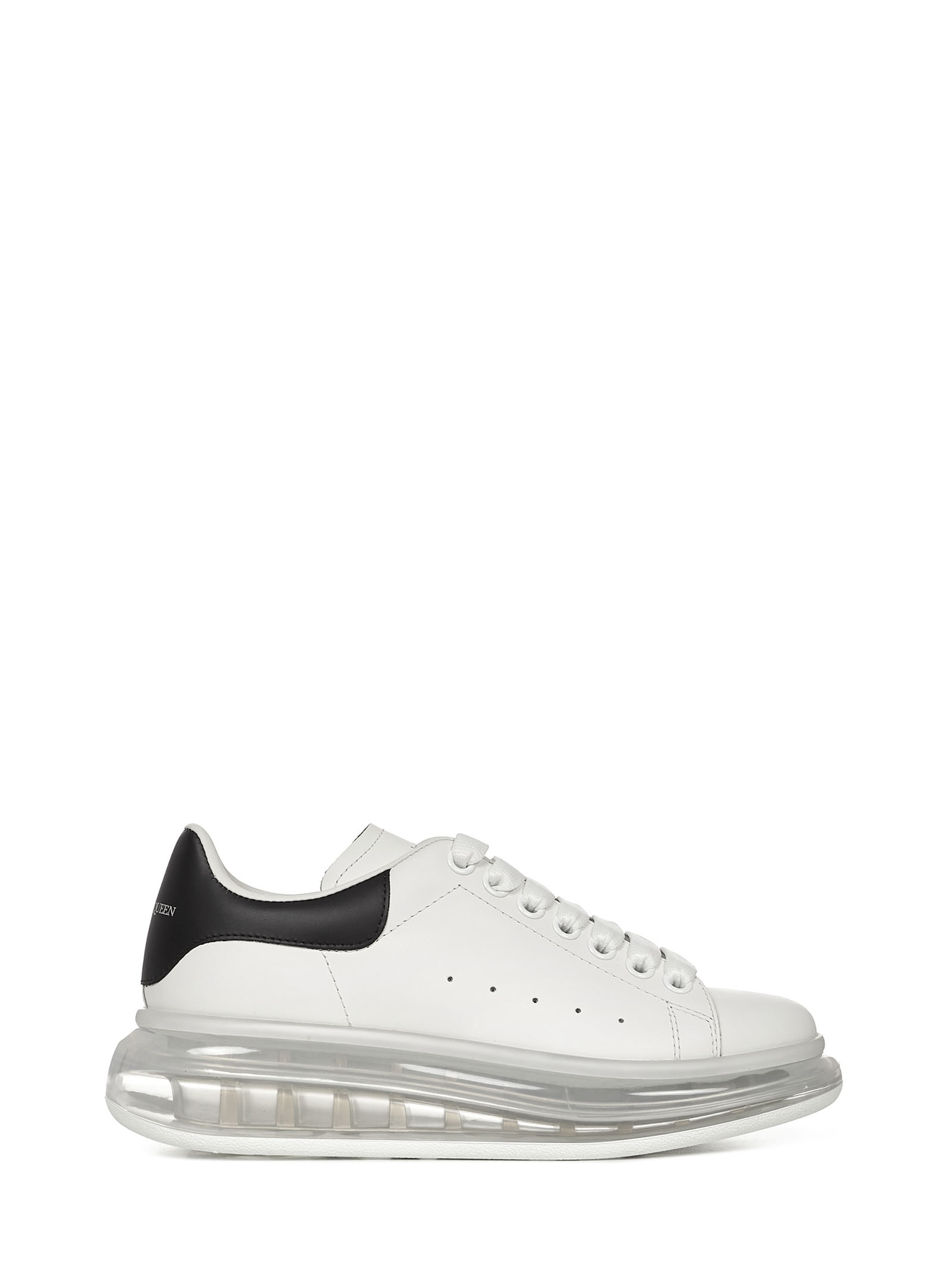 Larry sneakers in white calfskin with black leather insert on the heel and transparent oversized sol - 1