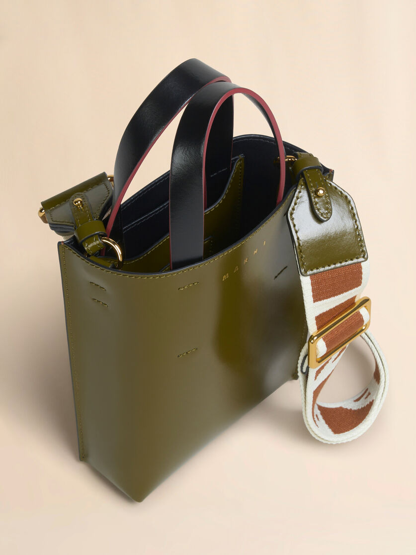 DEEP GREEN BROWN AND BLACK LEATHER MUSEO NANO BAG - 4