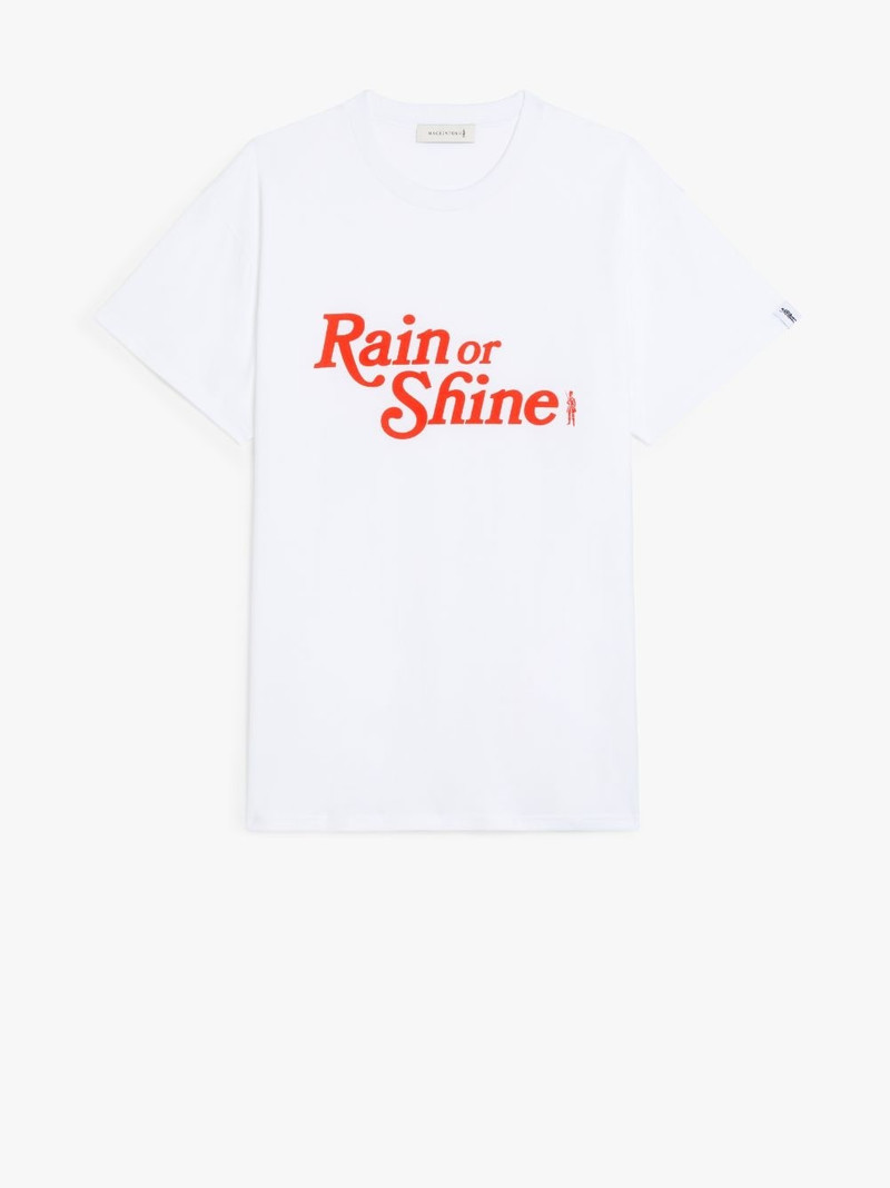 WHITE X RED COTTON RAIN OR SHINE T-SHIRT 1