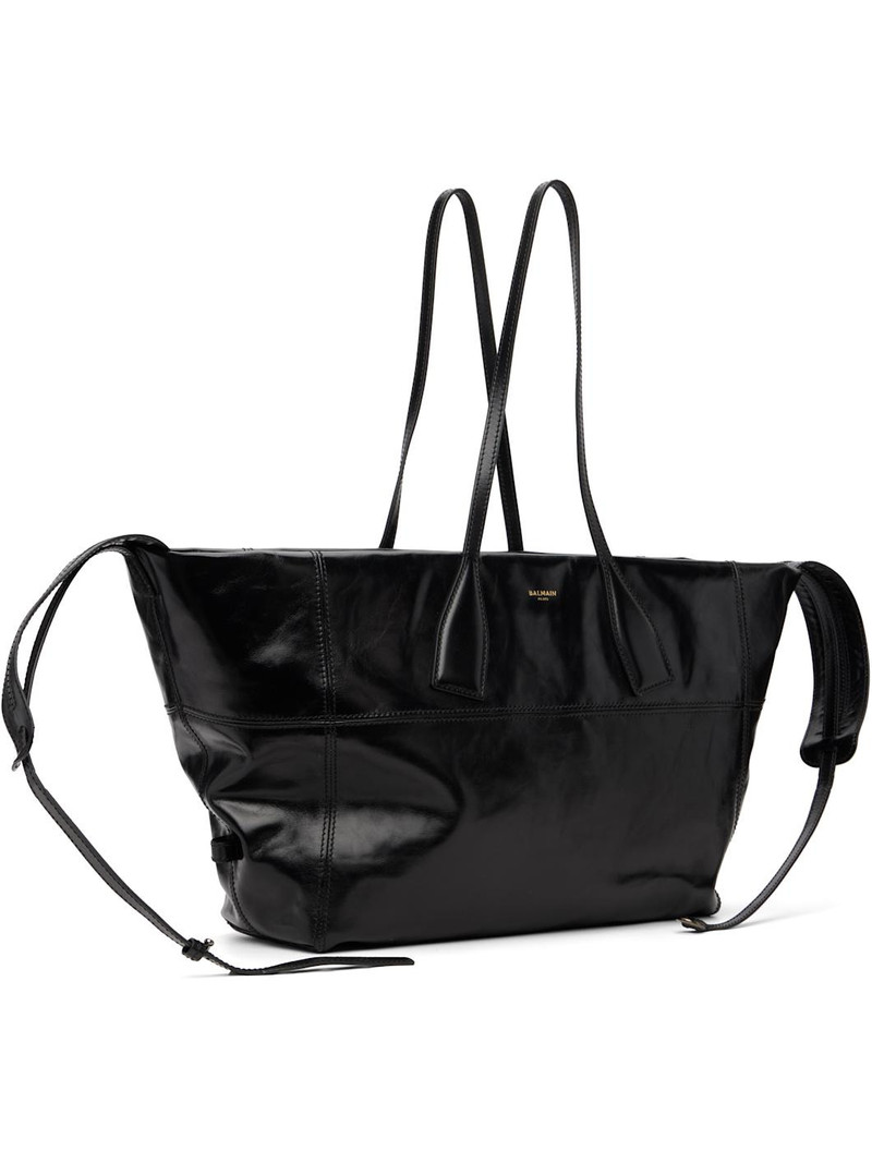 Balmain Black Track Zip Shiny Calfskin Tote outlook