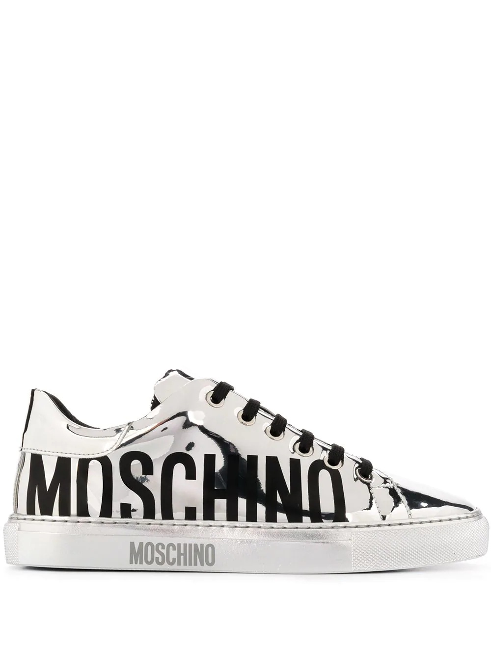 logo-print metallic sneakers - 1