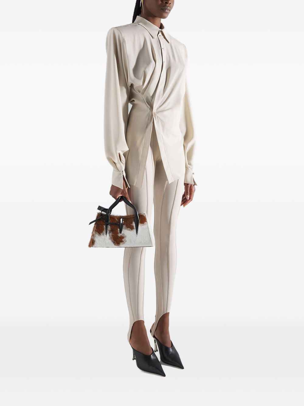 draped-shoulder button shirt - 3