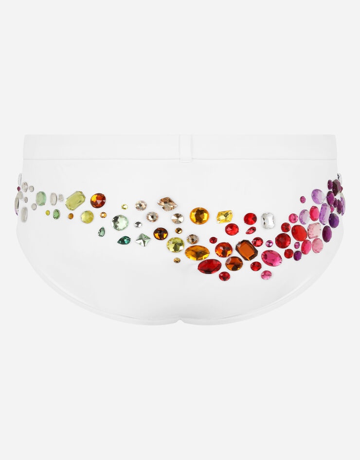 DG-logo swim briefs with high-cut leg and crystals - 3