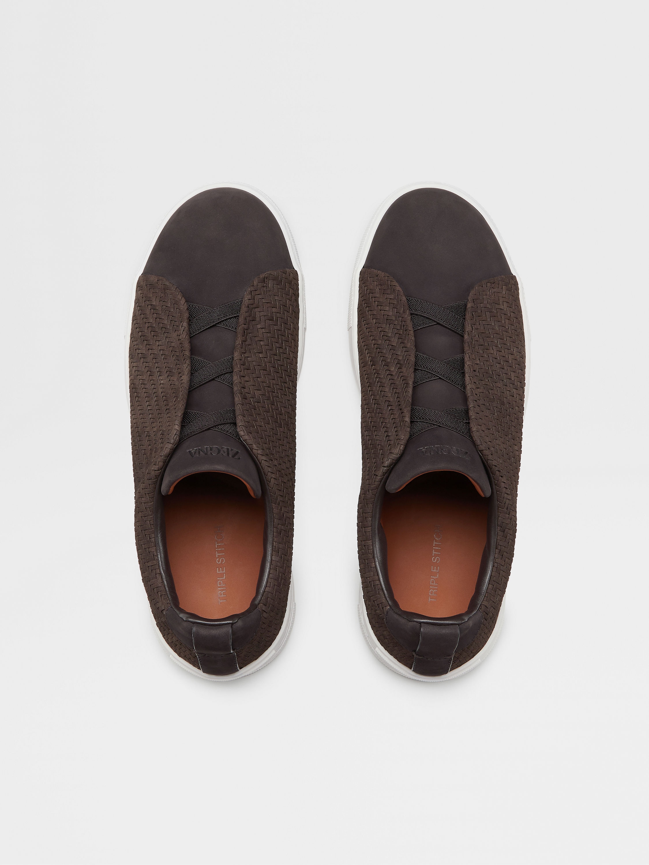 DARK BROWN PELLETESSUTA™ NUBUCK TRIPLE STITCH™ SNEAKERS - 3