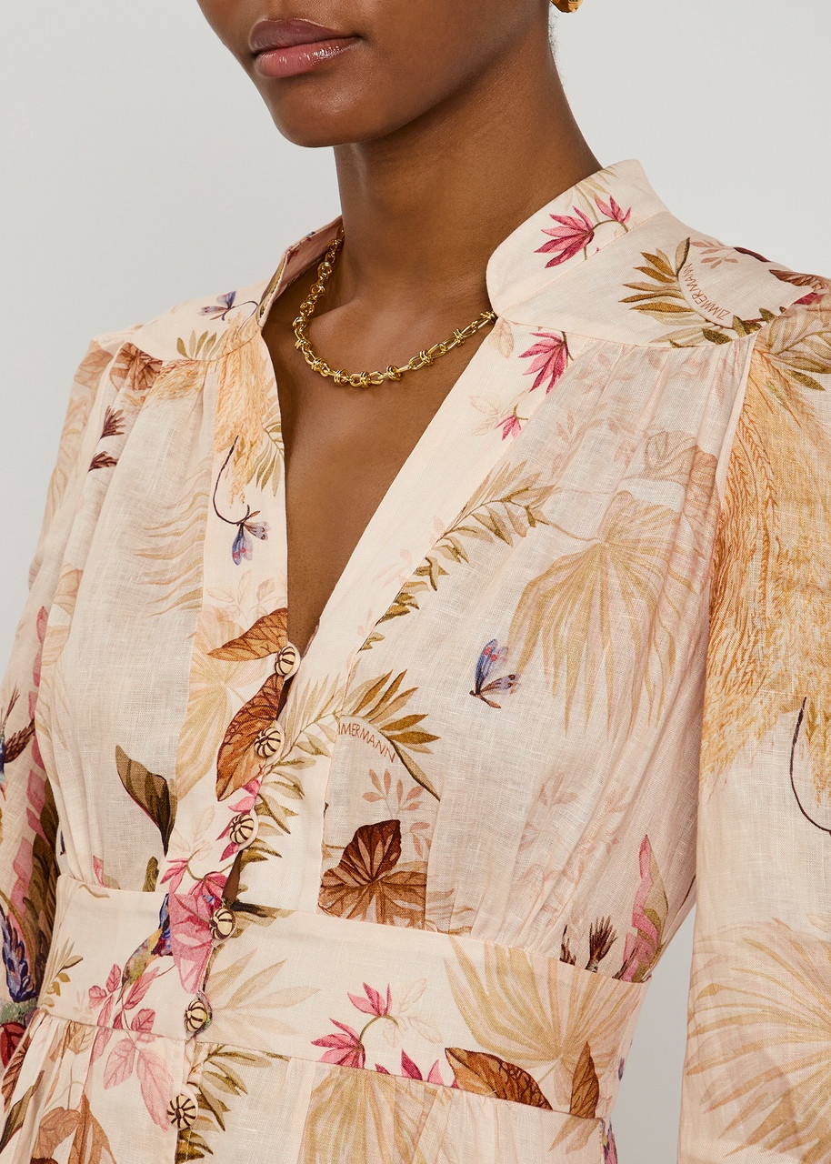 Zimmermann Ascension Plunge Printed Linen Midi Dress - 5