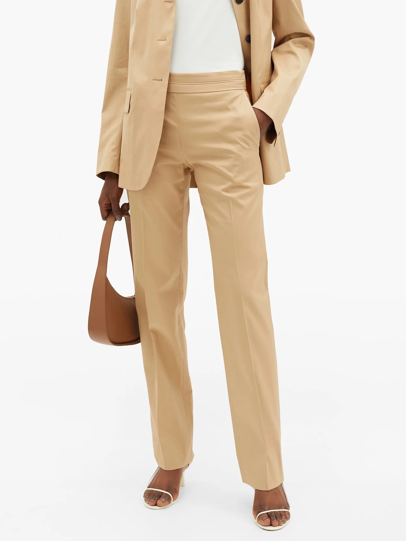 Larry pleated-waist cotton-twill trousers - 6