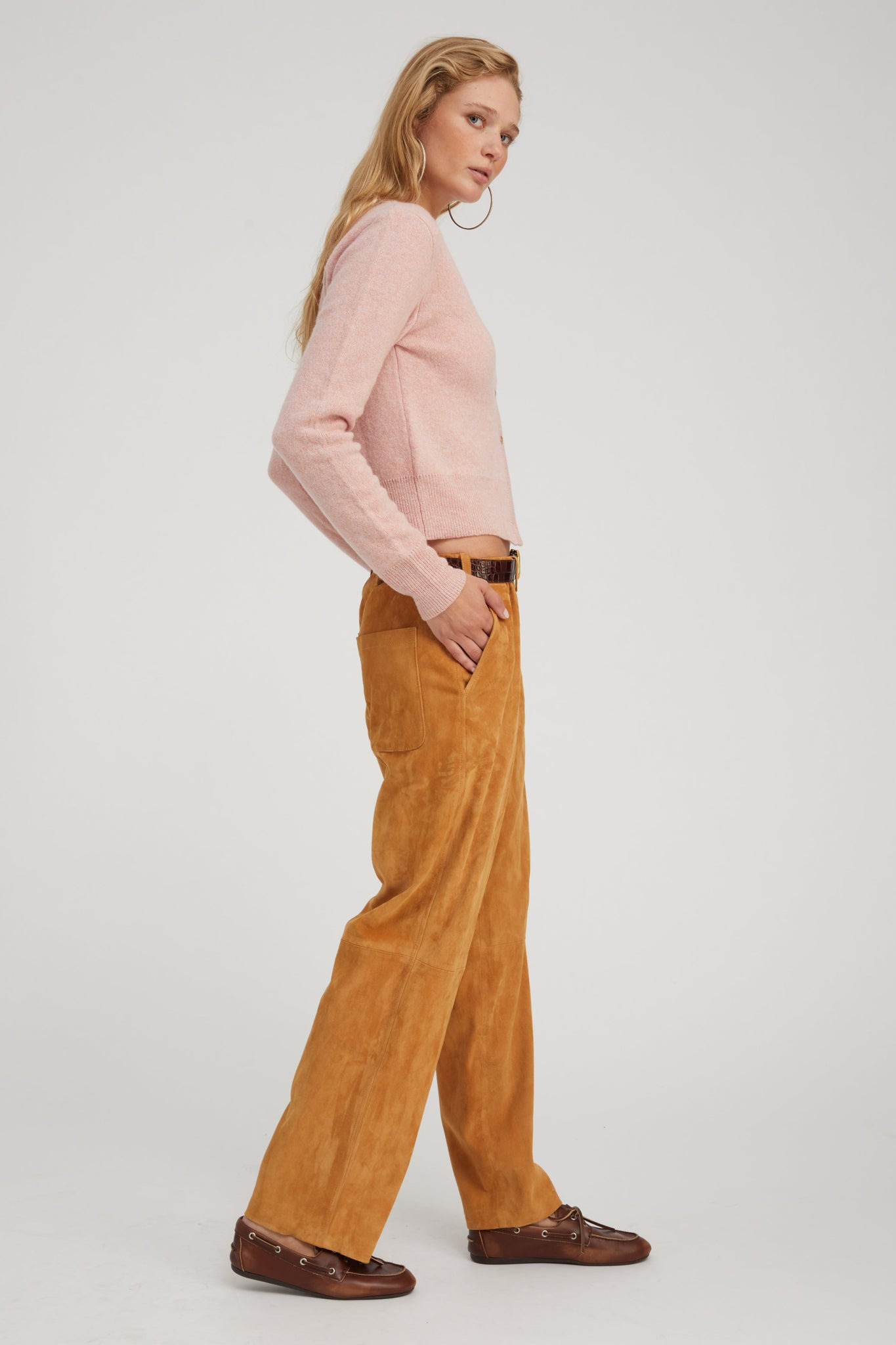 NUTMEG SUEDE RELAXED TROUSERS - 3