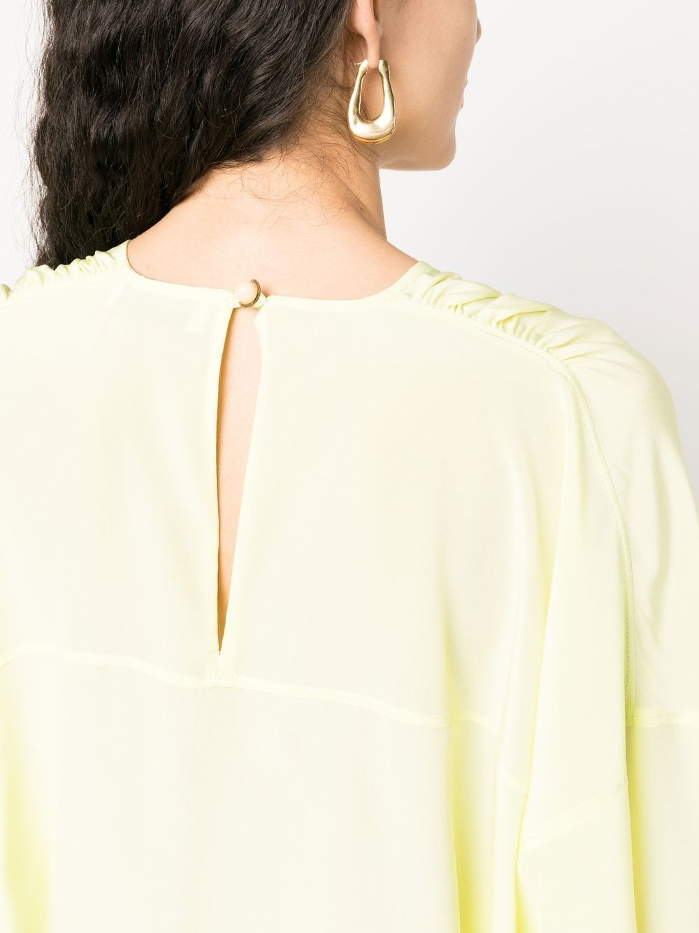 draped silk blouse - 5