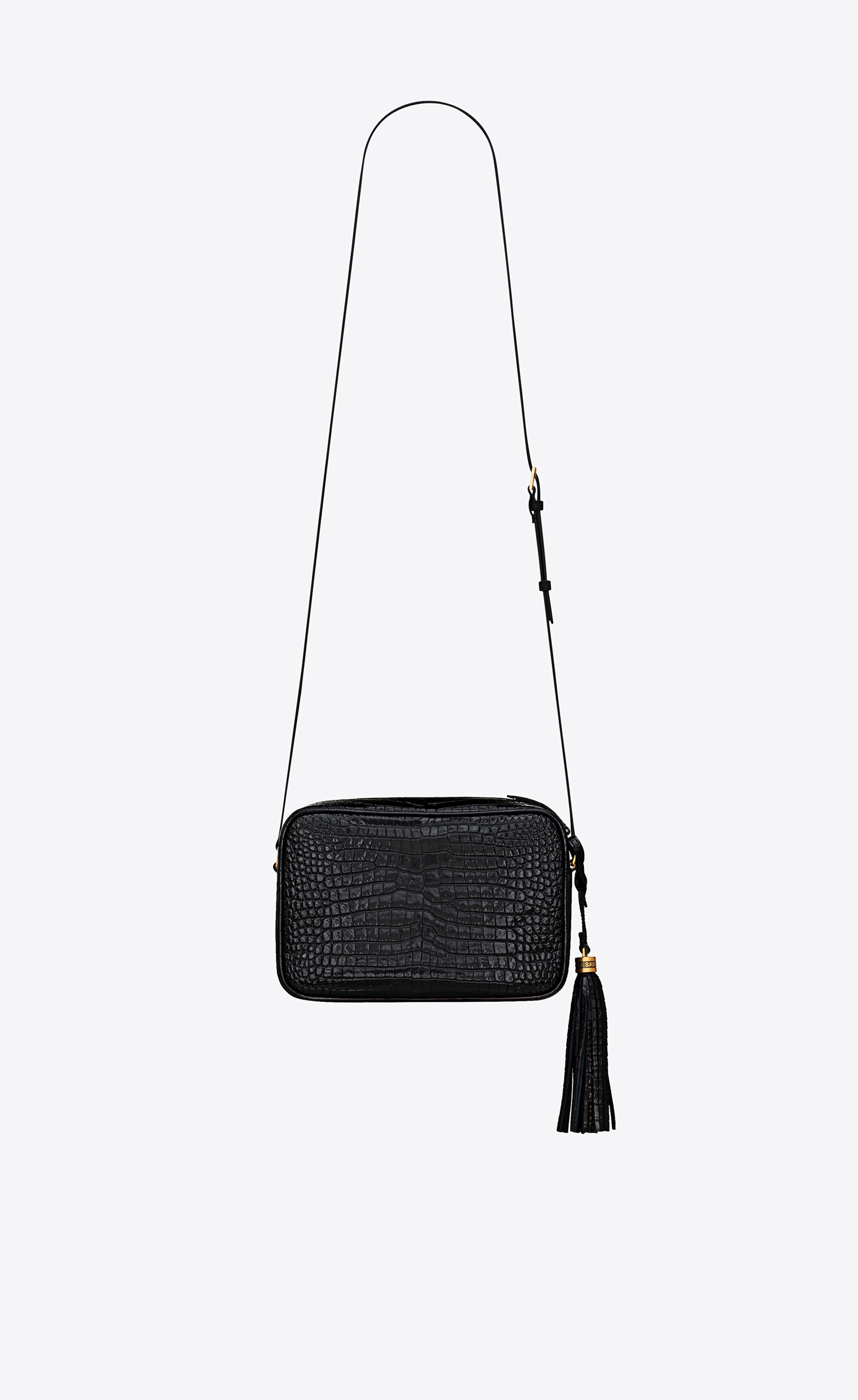 SAINT LAURENT lou camera bag in crocodile-embossed shiny