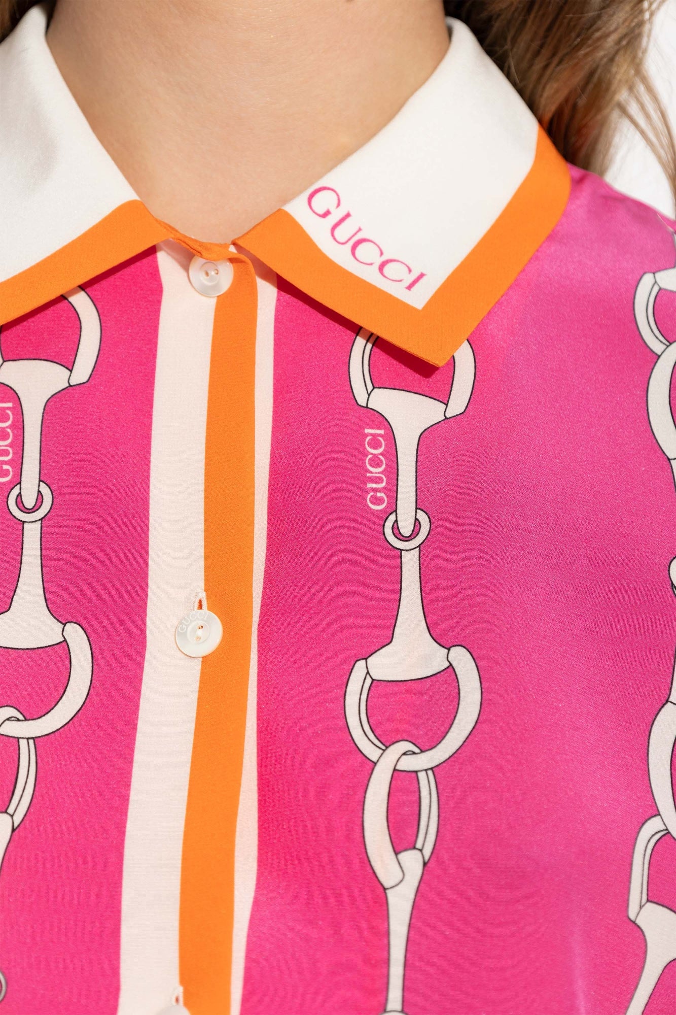 Gucci Horsebit Stripe Print Silk Shirt - 4