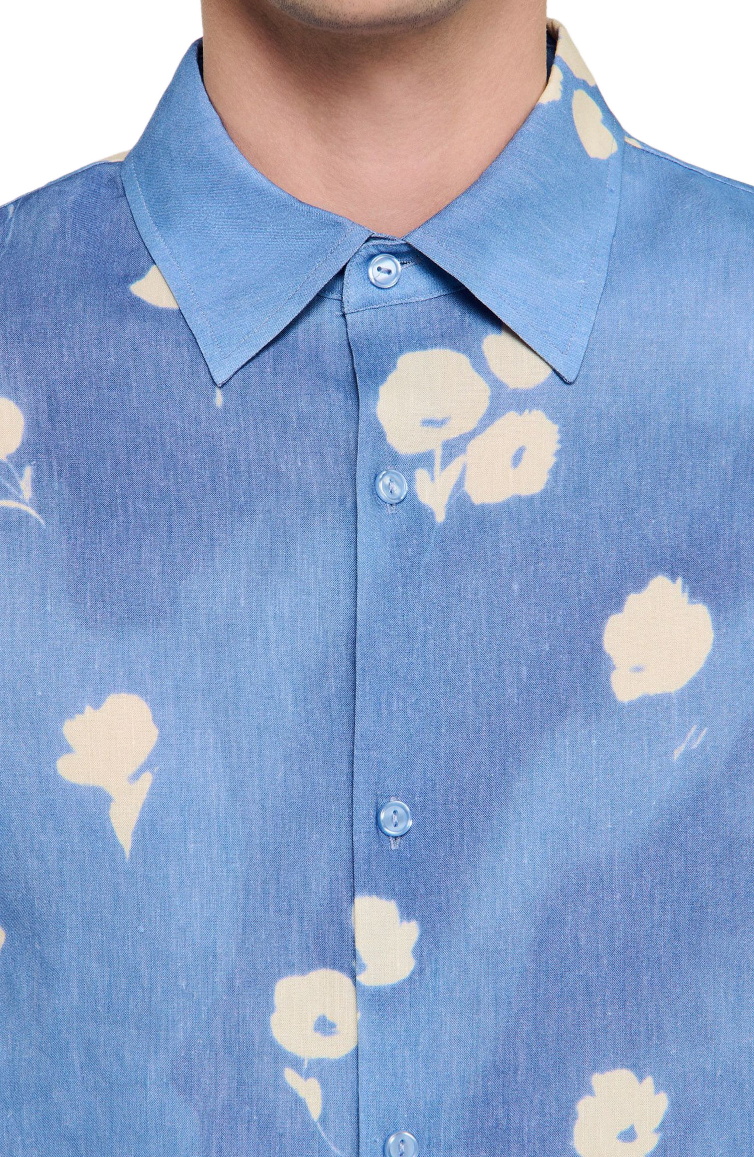 SANDRO Abstract Floral Shirt in Blue Office at Nordstrom - 4