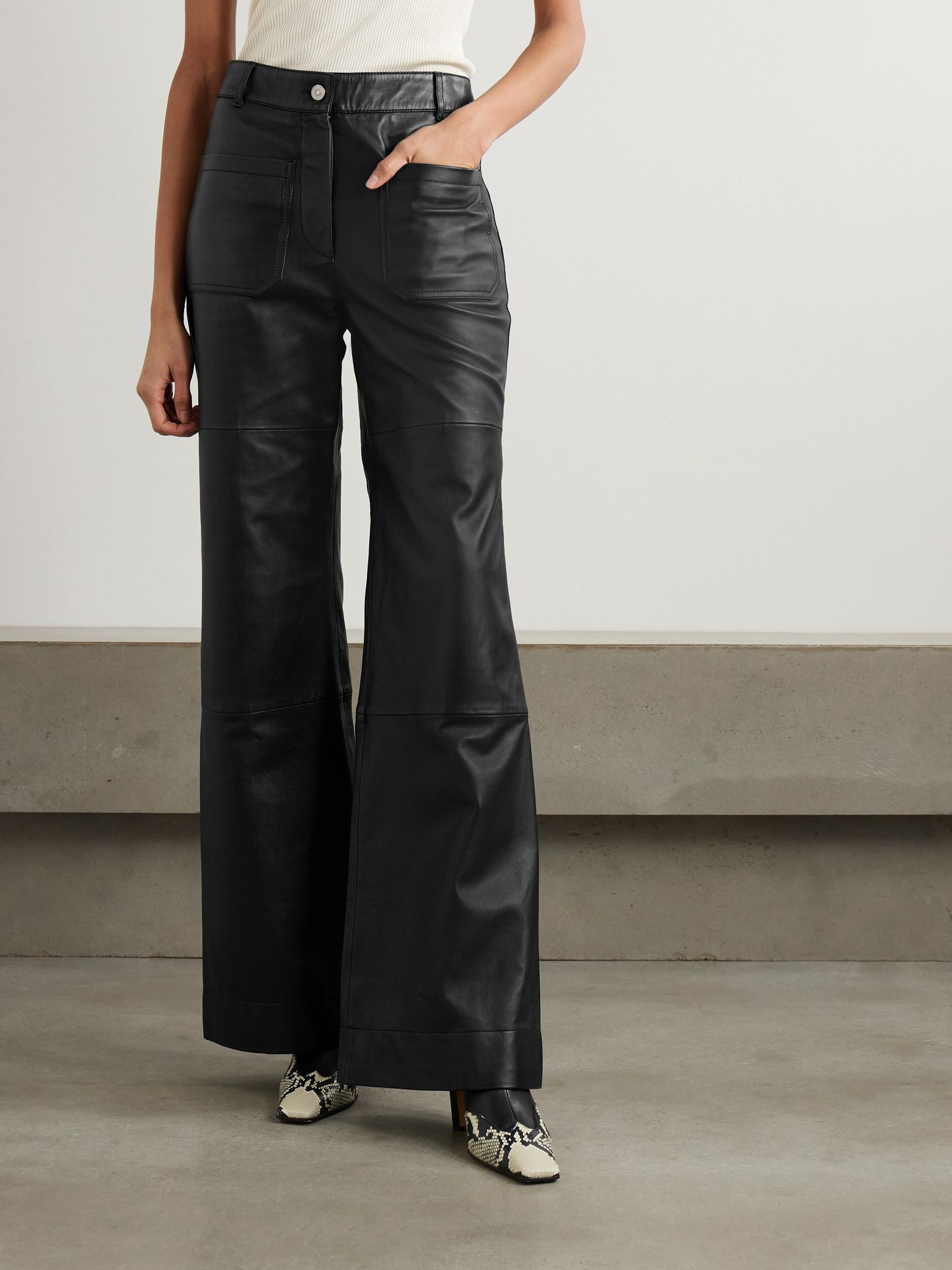 Alina leather flared pants Black - 3