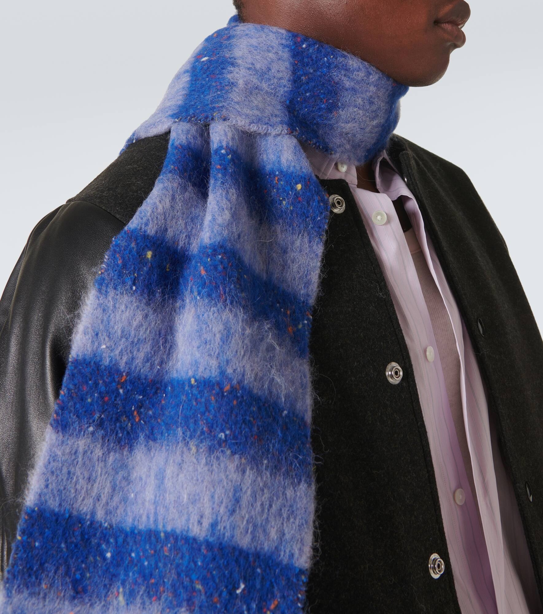 Striped logo alpaca-blend scarf - 2