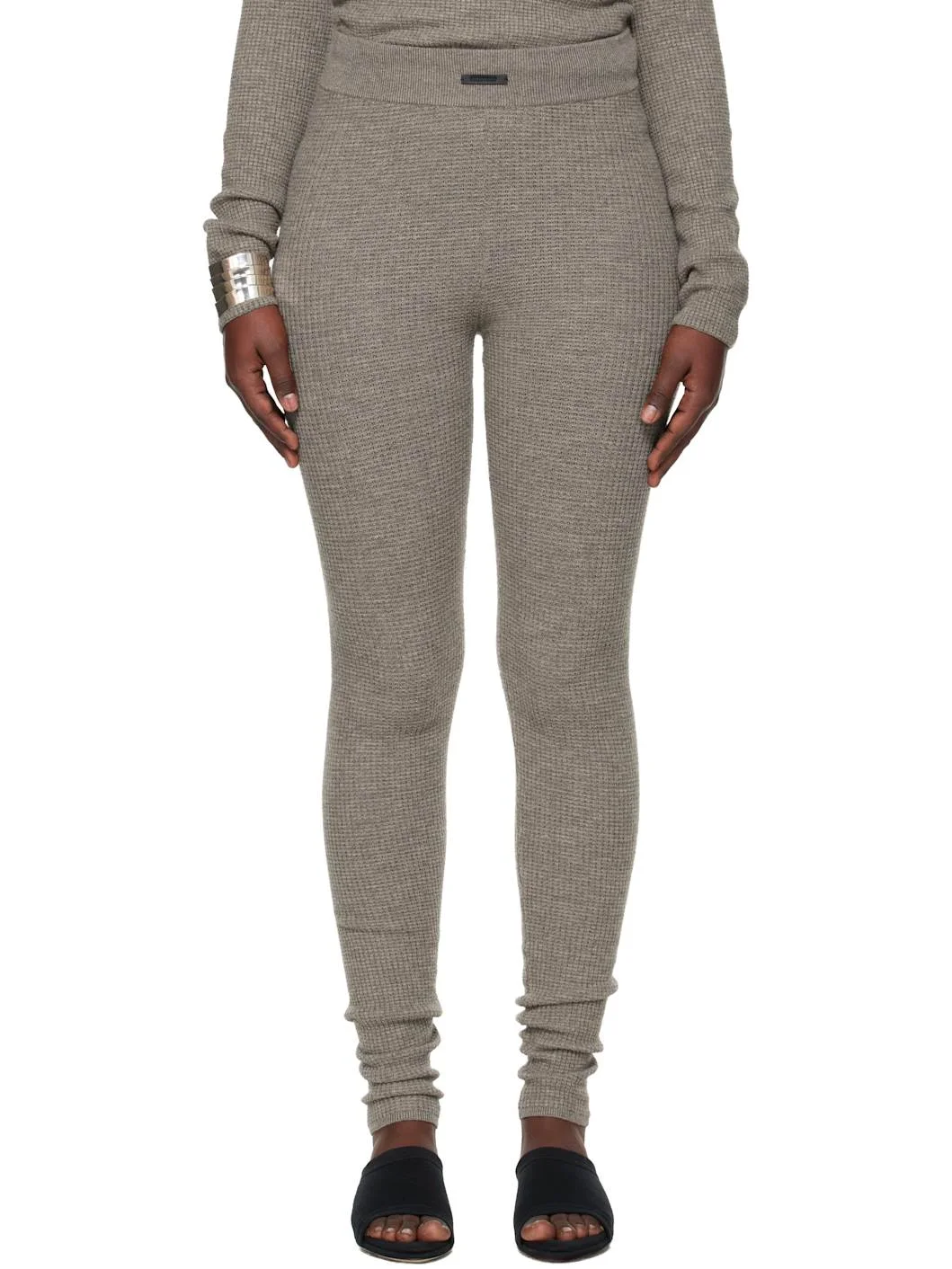 Brown Holiday Waffle Leggings - 1