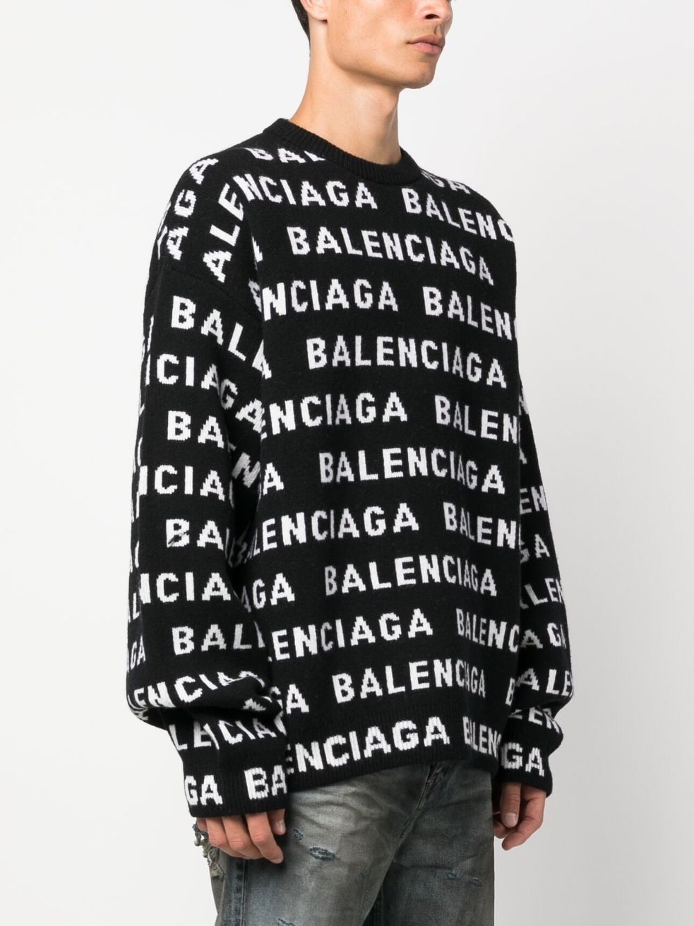 Balenciaga Men Allover Logo Crewneck Sweater - 5