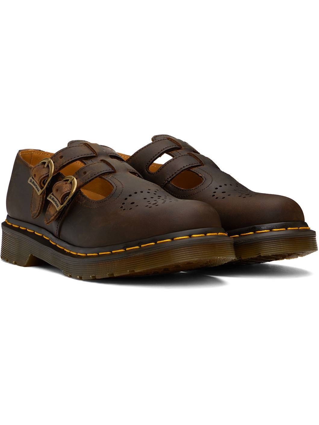 Brown 8065 Crazy Horse Leather Mary Jane Loafers - 4