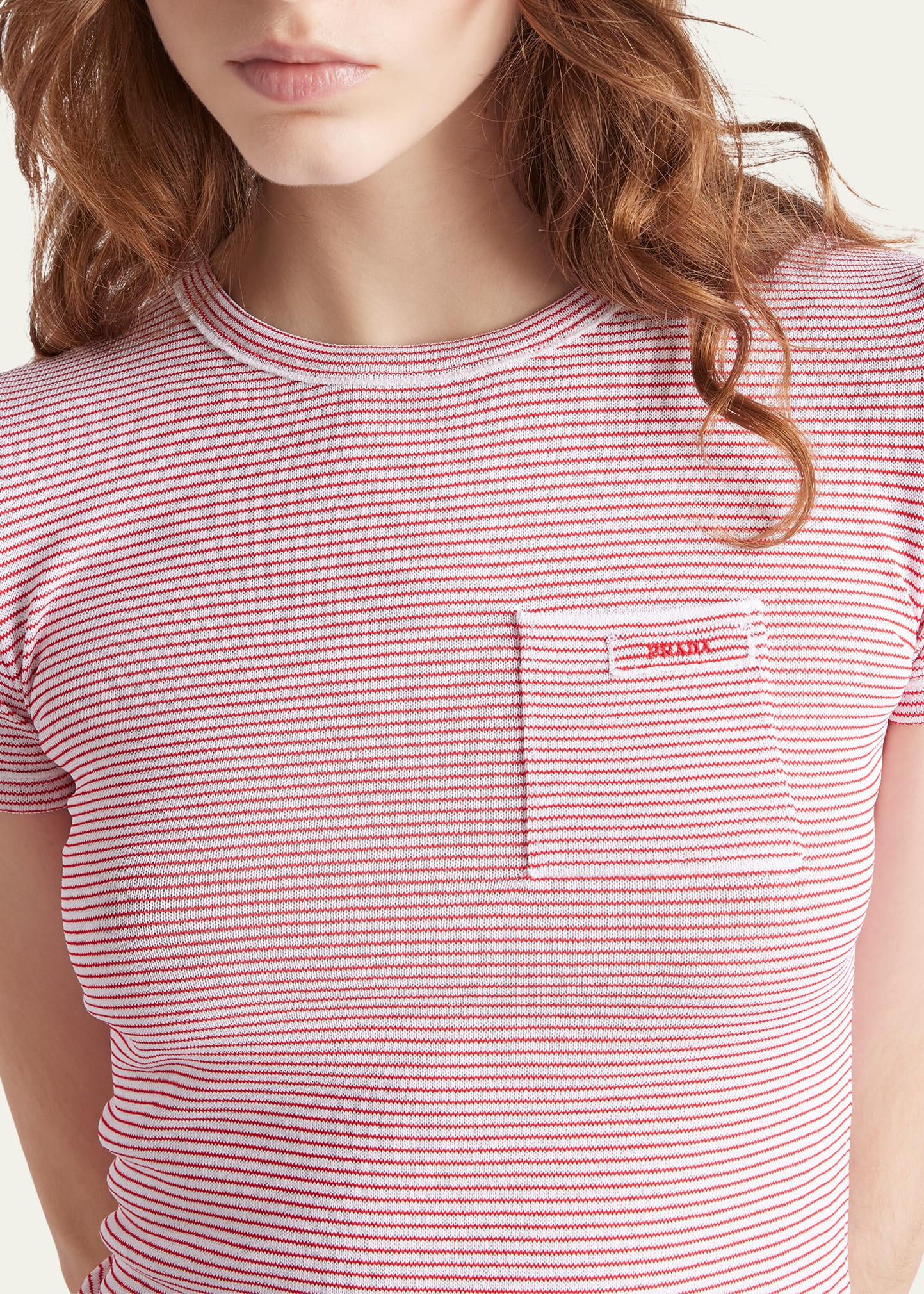 Striped Pocket Short-Sleeve Viscose Sweater - 4