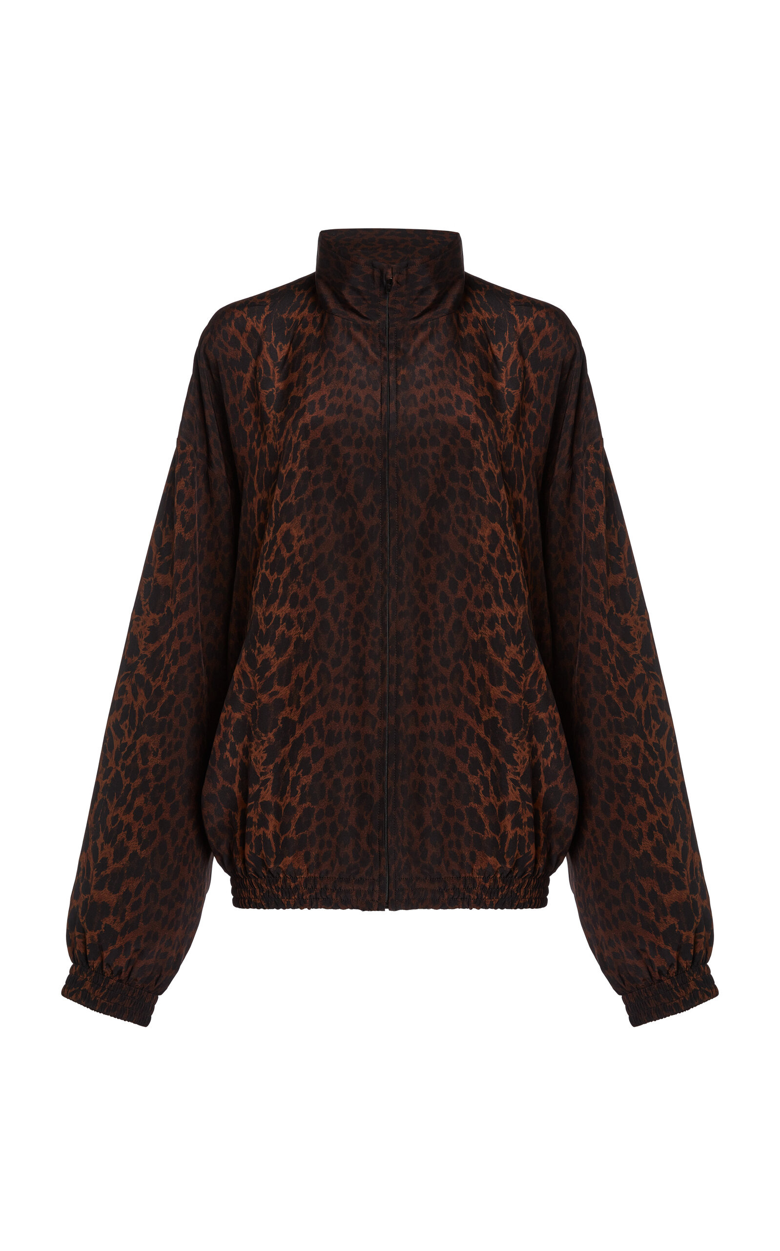 Tracksuit-Style Silk-Crepe Blouse brown - 1