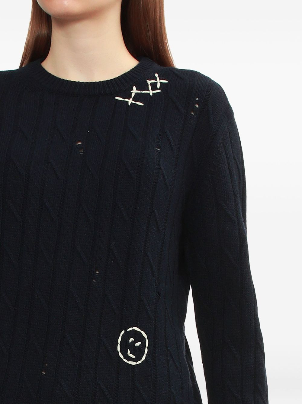 cable-knit distressed sweater - 5