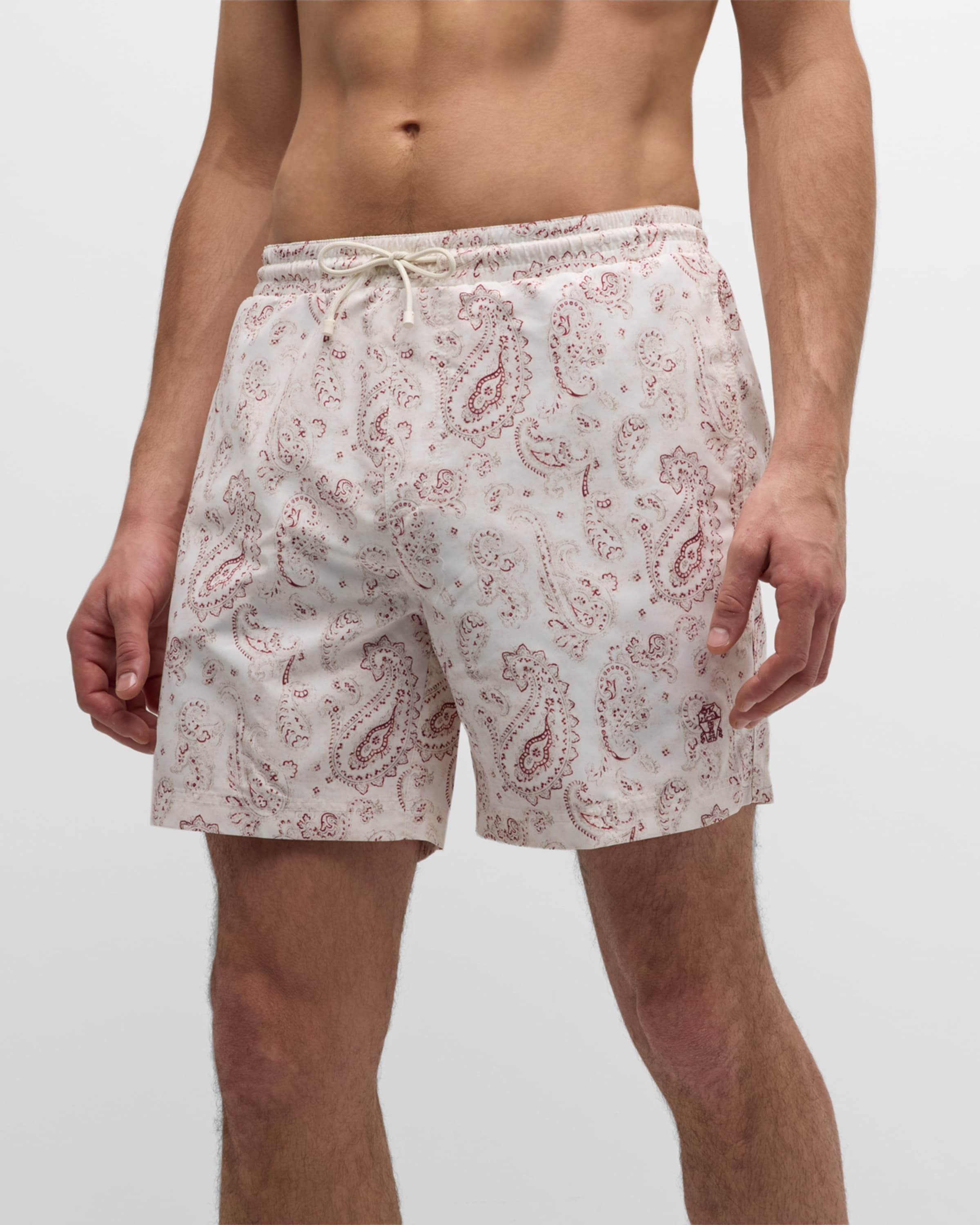 Men's Paisley-Print Drawstring Swim Shorts - 2