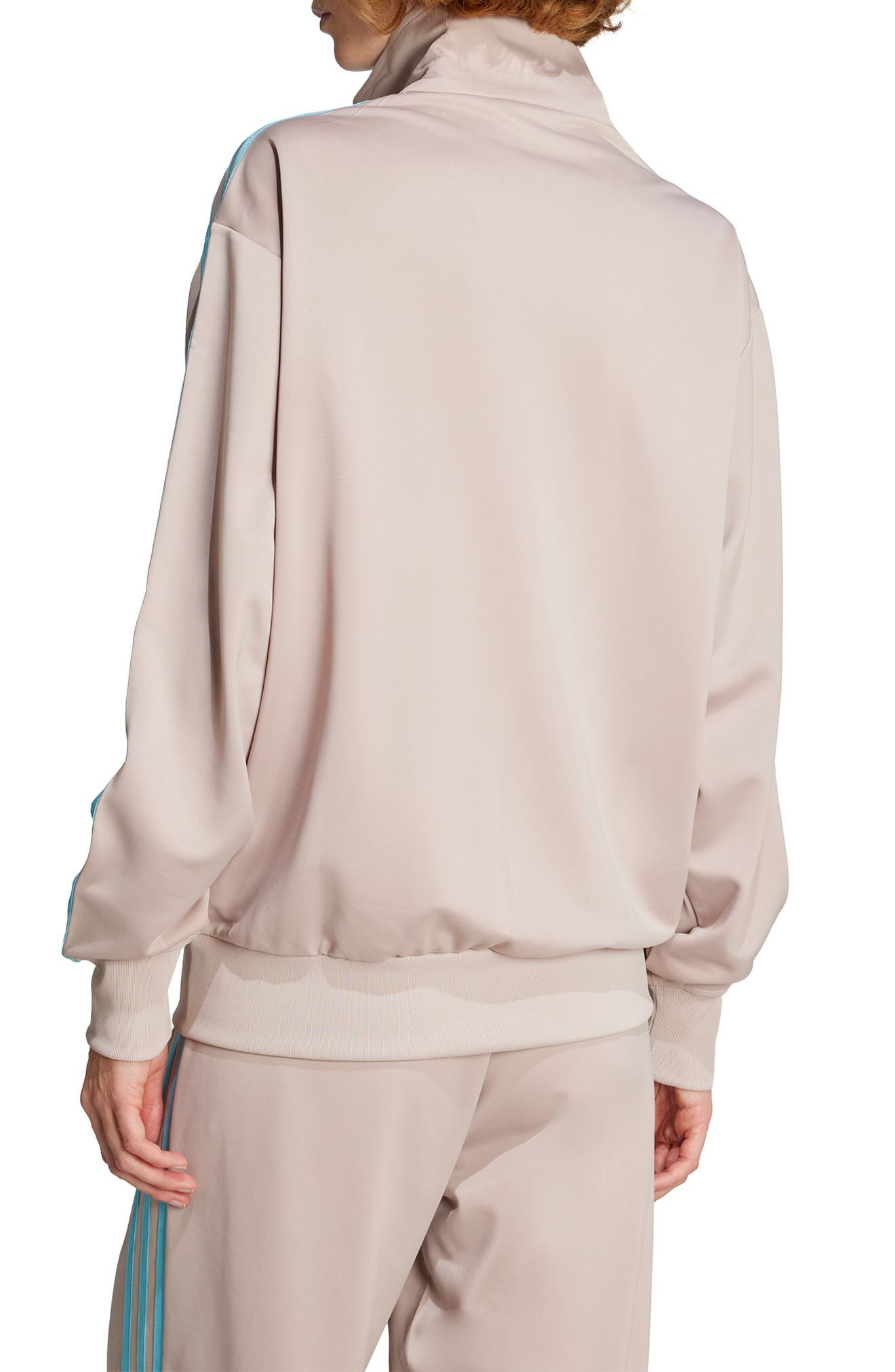 adidas Firebird Recycled Polyester Track Jacket in Wonder Taupe/Blue at Nordstrom - 2
