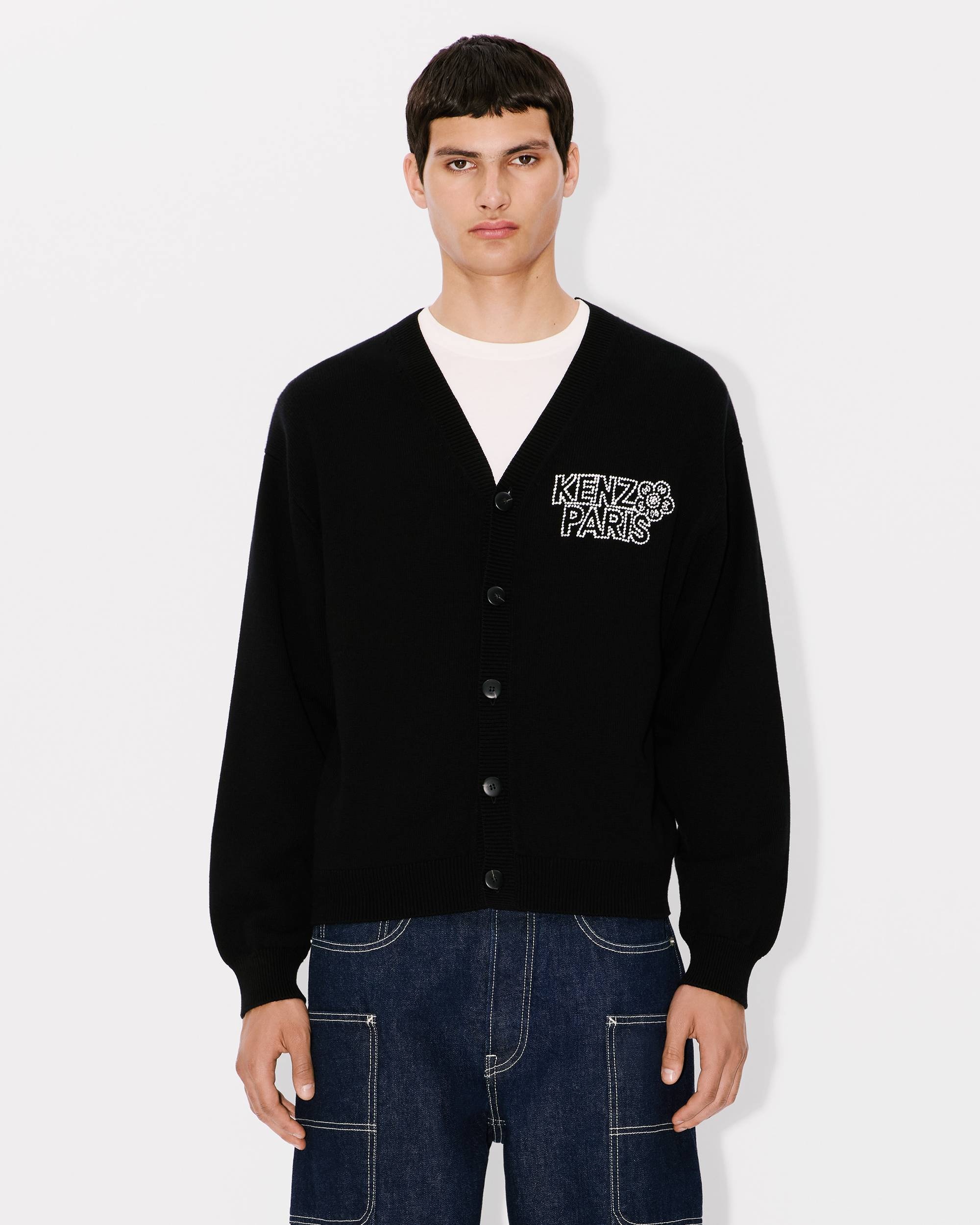 'KENZO Constellation' genderless embroidered cardigan in wool and cotton - 8