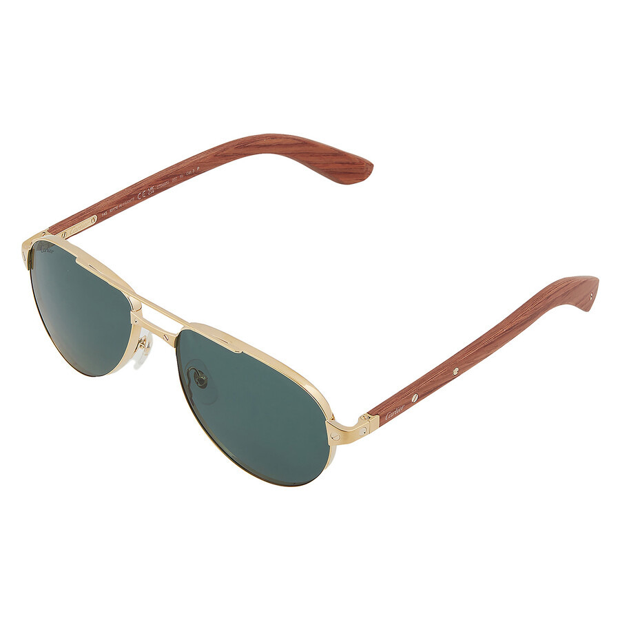 Cartier Santos de Cartier Polarized Green Pilot Men's Sunglasses CT0495S 002 59 - 3