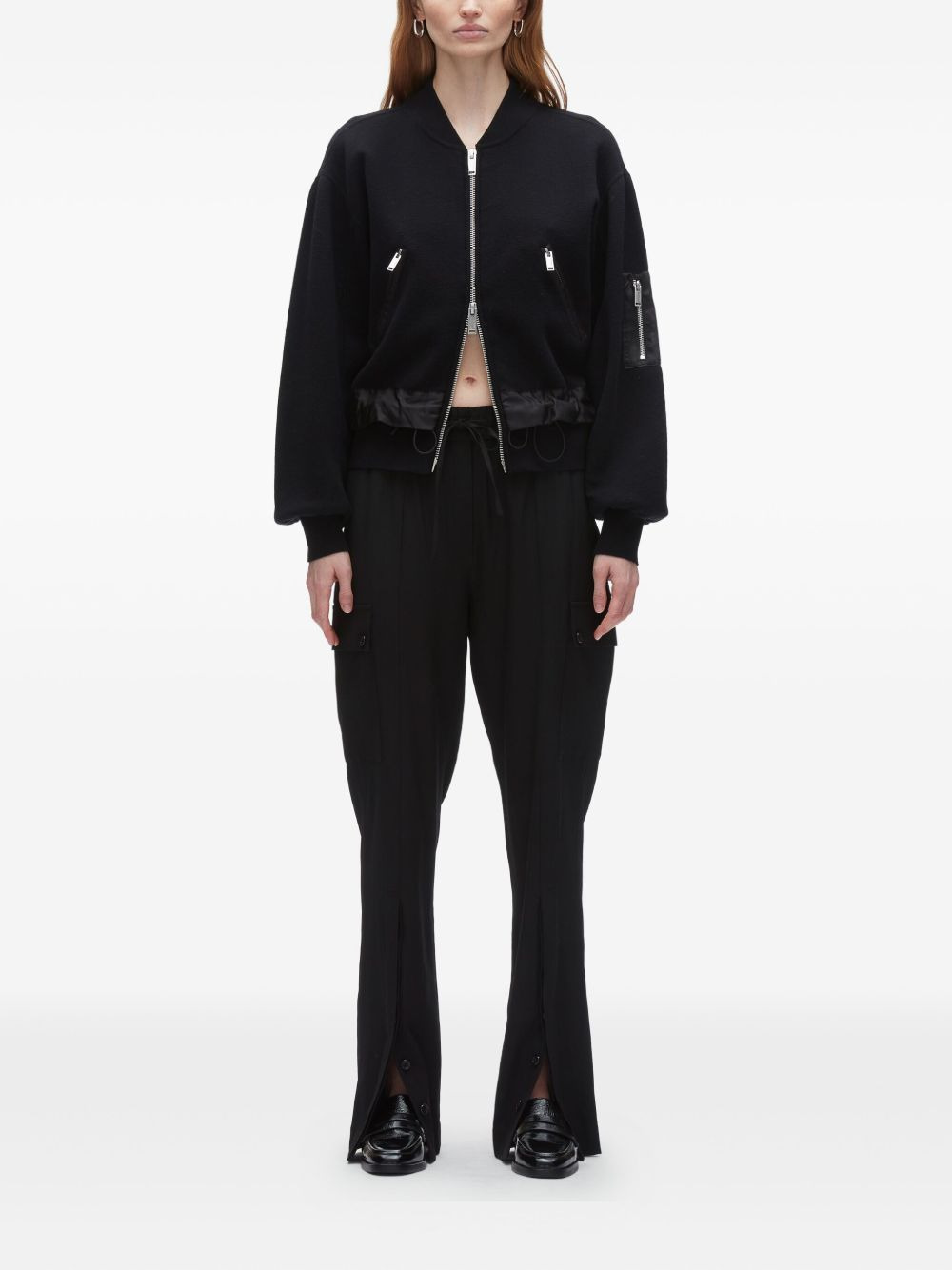 zip-fastening balloon-sleeve jacket - 2