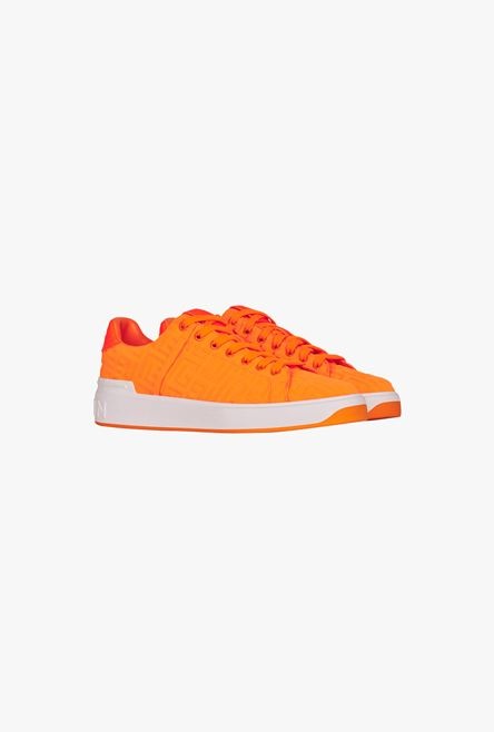 Neon orange embossed monogram neoprene B-Court sneakers - 2