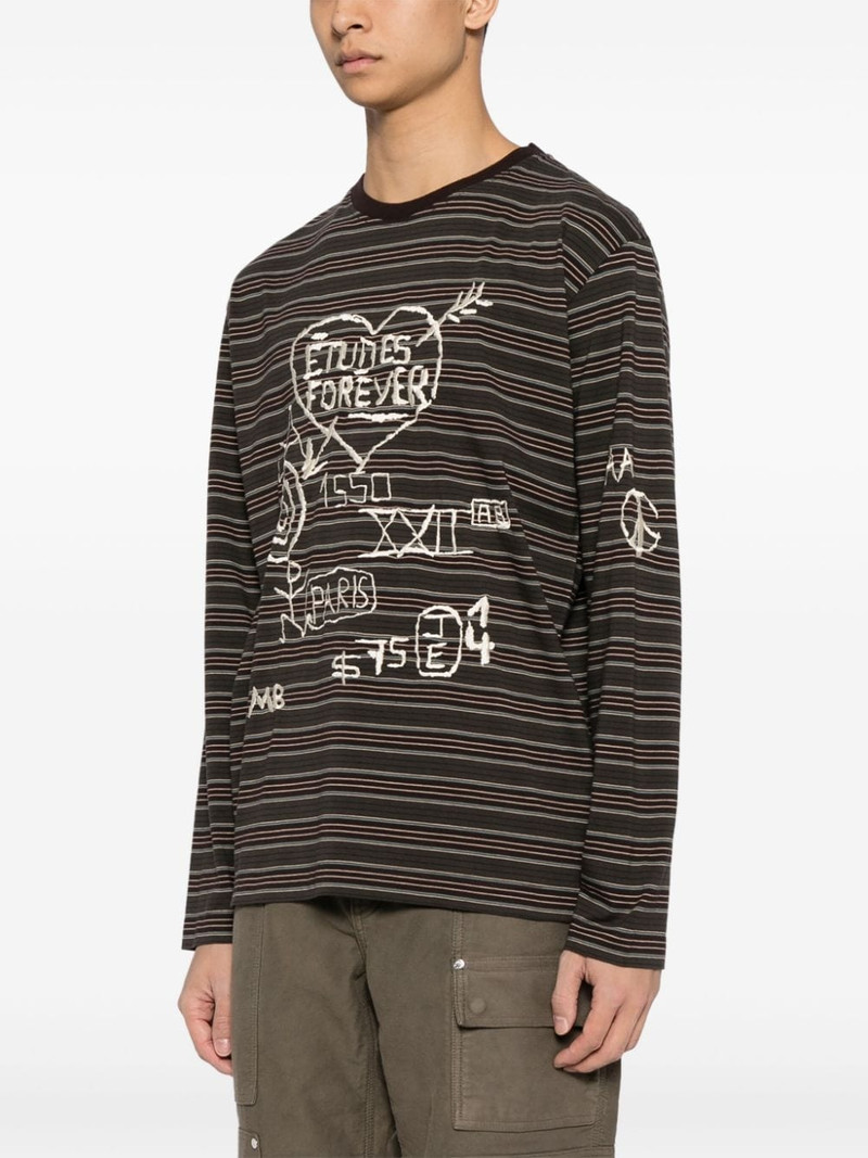 graffiti-embroidered striped T-shirt 3