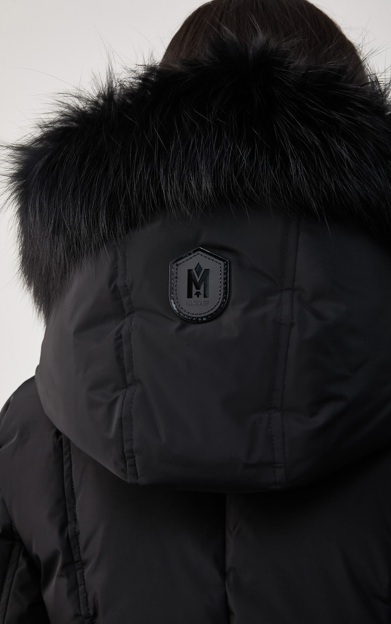 ADALI down coat with signature silverfox fur collar 5