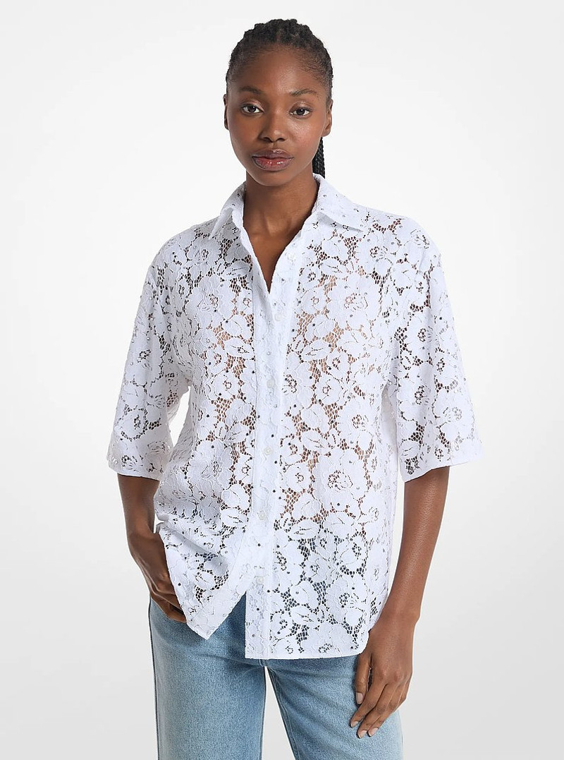 Studded Corded Floral Lace Shirt 1