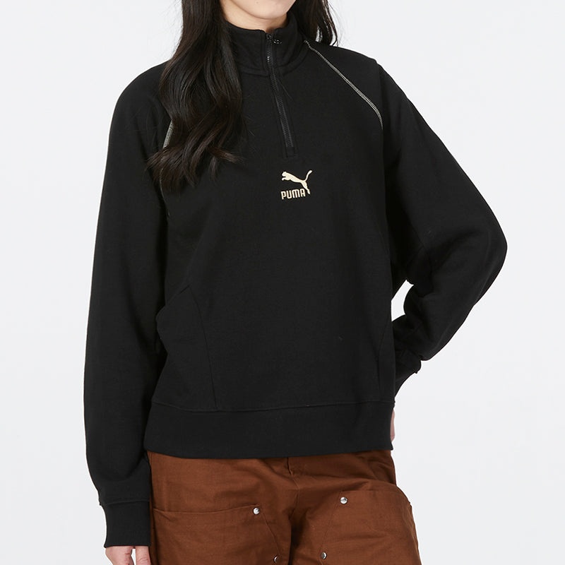 (WMNS) PUMA Das Cc Graphic Half-Zip Crew 'Black' 539911-01 - 4
