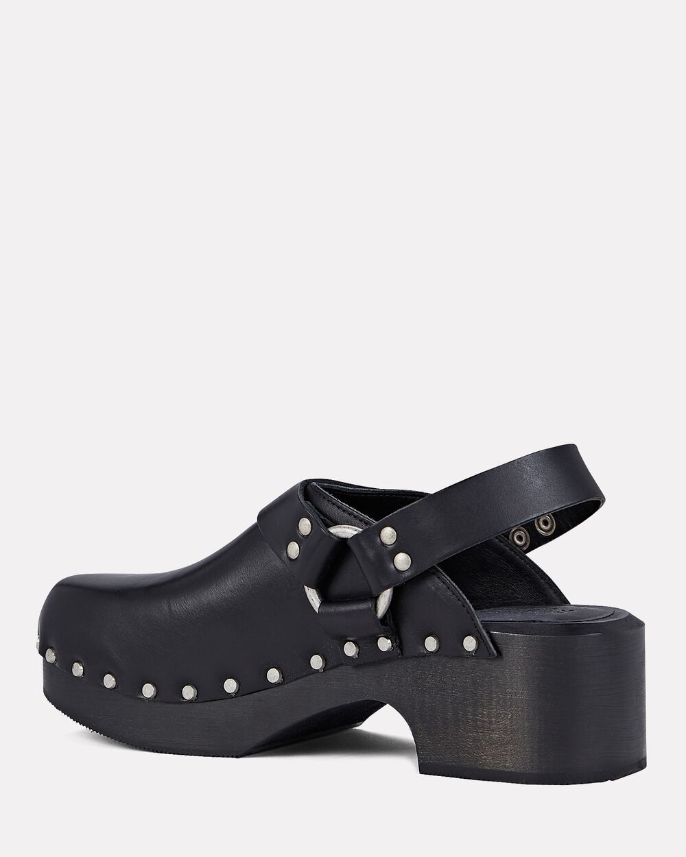 70s Studded Leather Slingback Clogs - 3