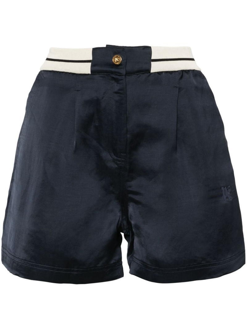 monogram-embroidered satin-weave shorts 1