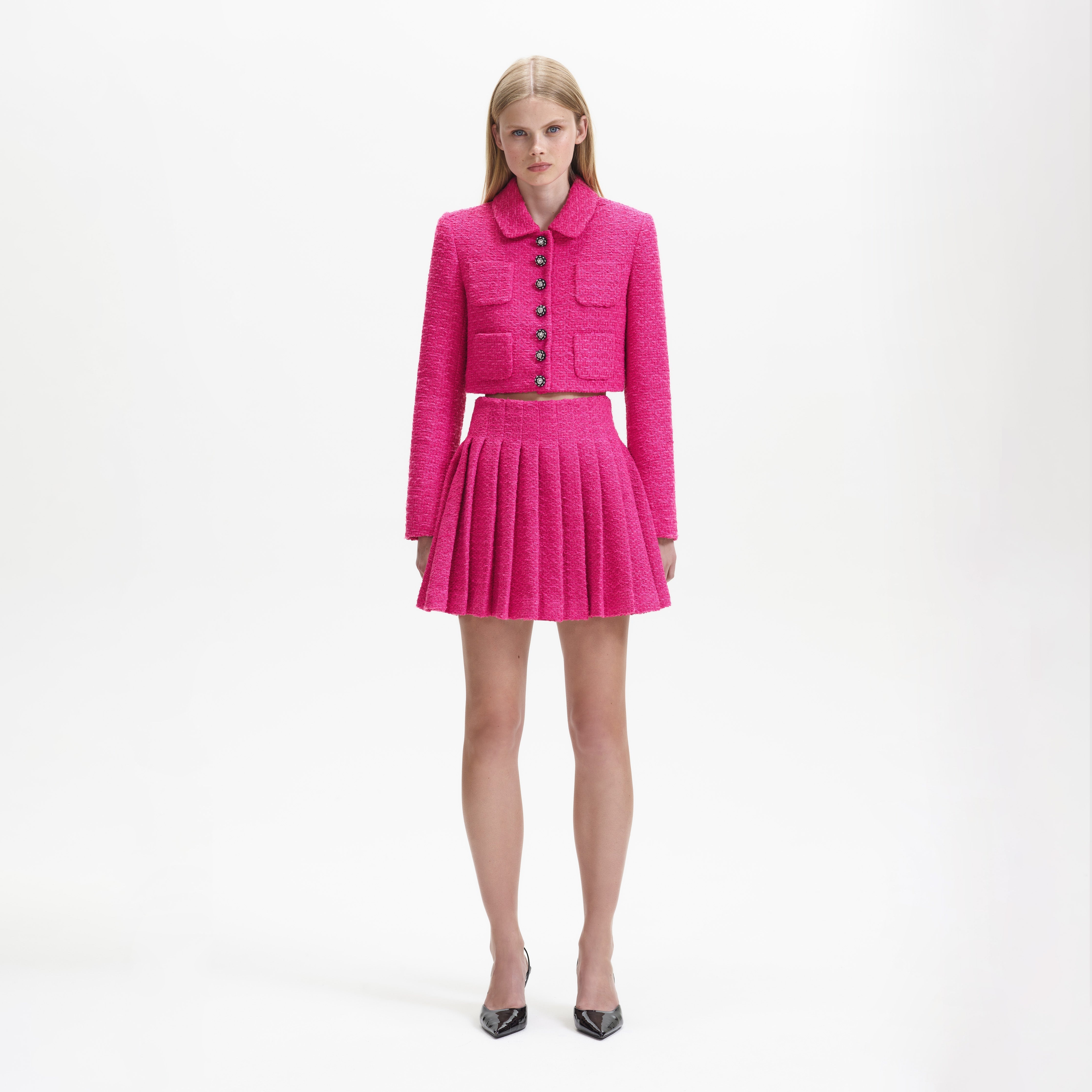 Fuchsia Boucle Jacket - 1